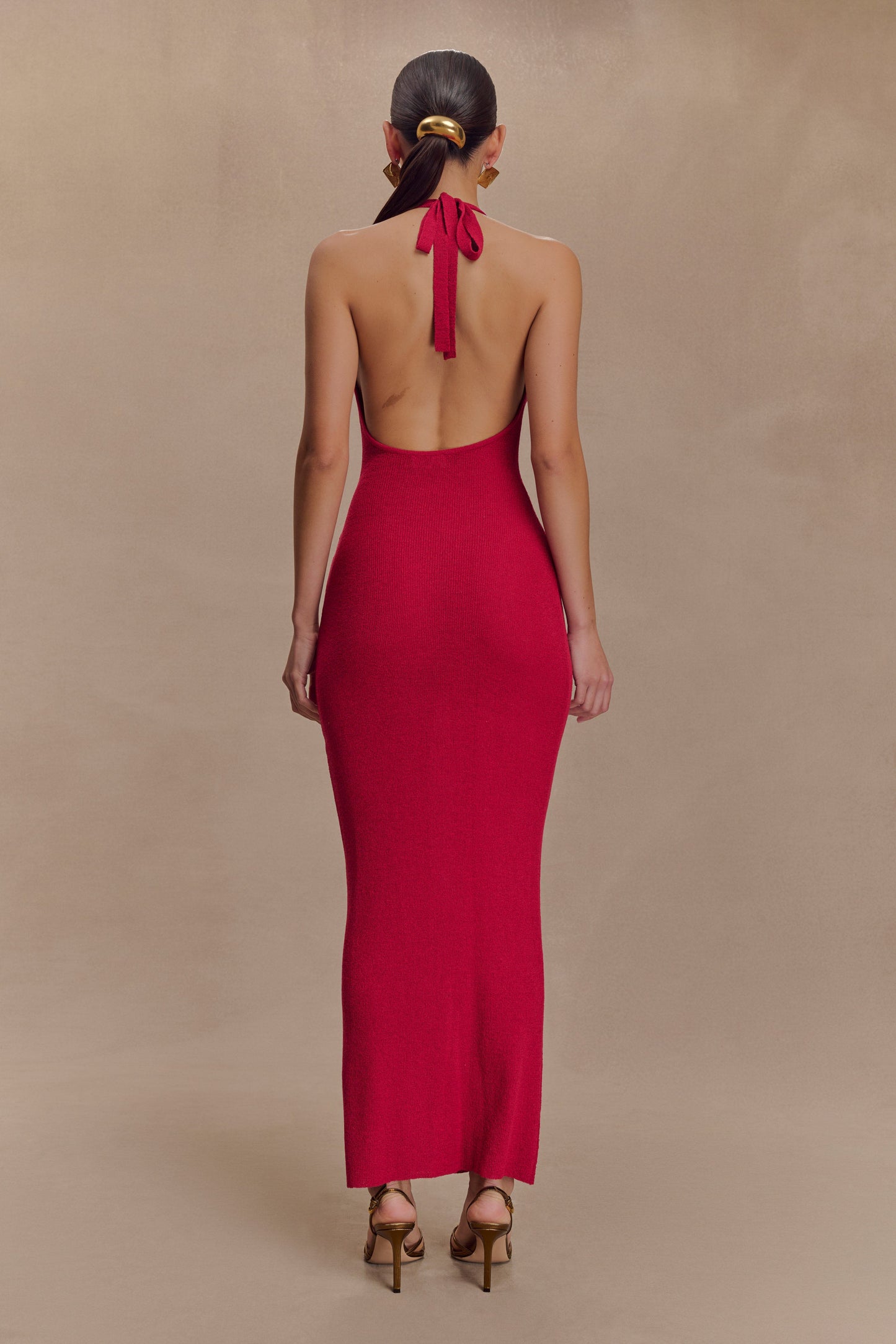 Ayella Cowl Knit Maxi Dress - Raspberry