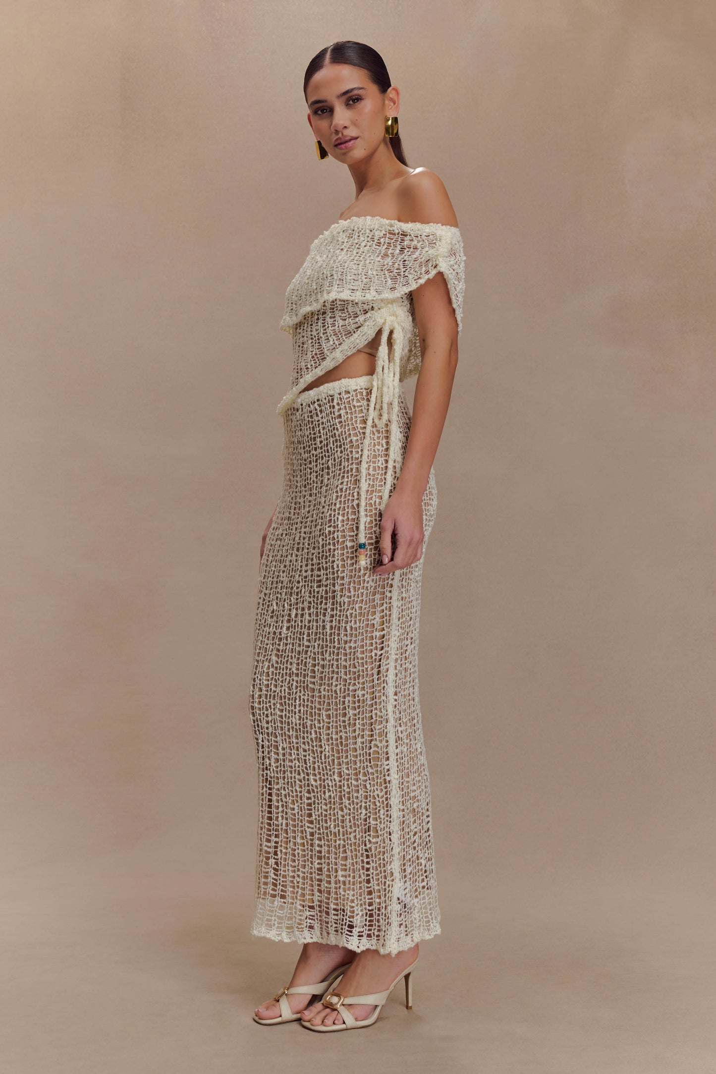 Cordelia Off Shoulder Knit Top - Ivory