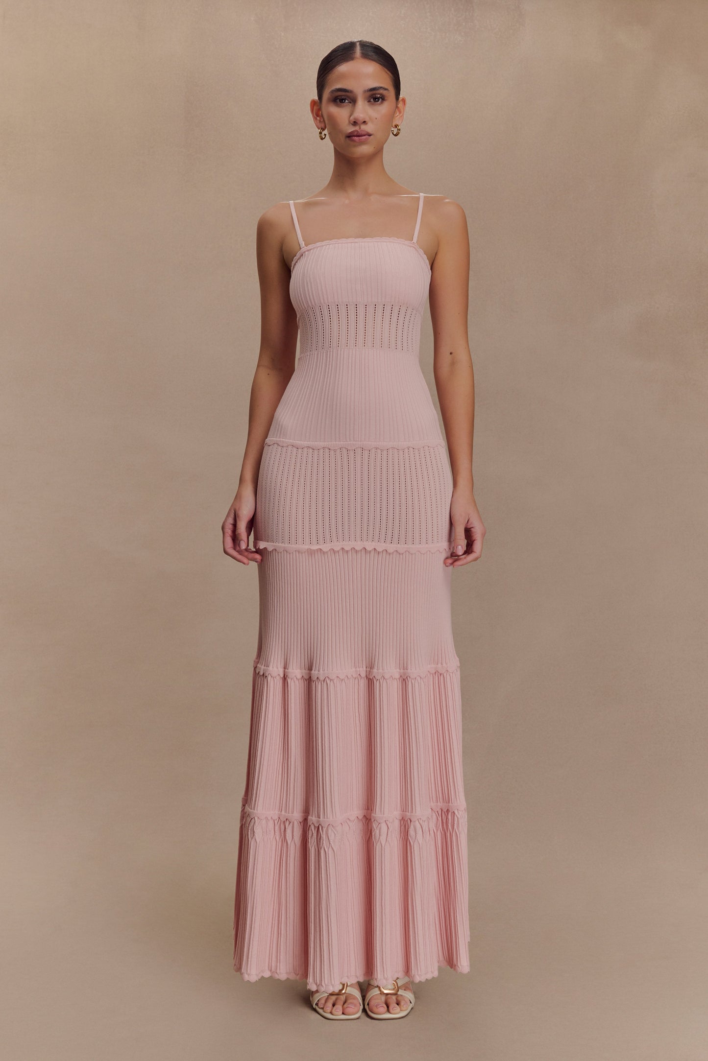 Finley Pointelle Knit Maxi Dress - Baby Pink