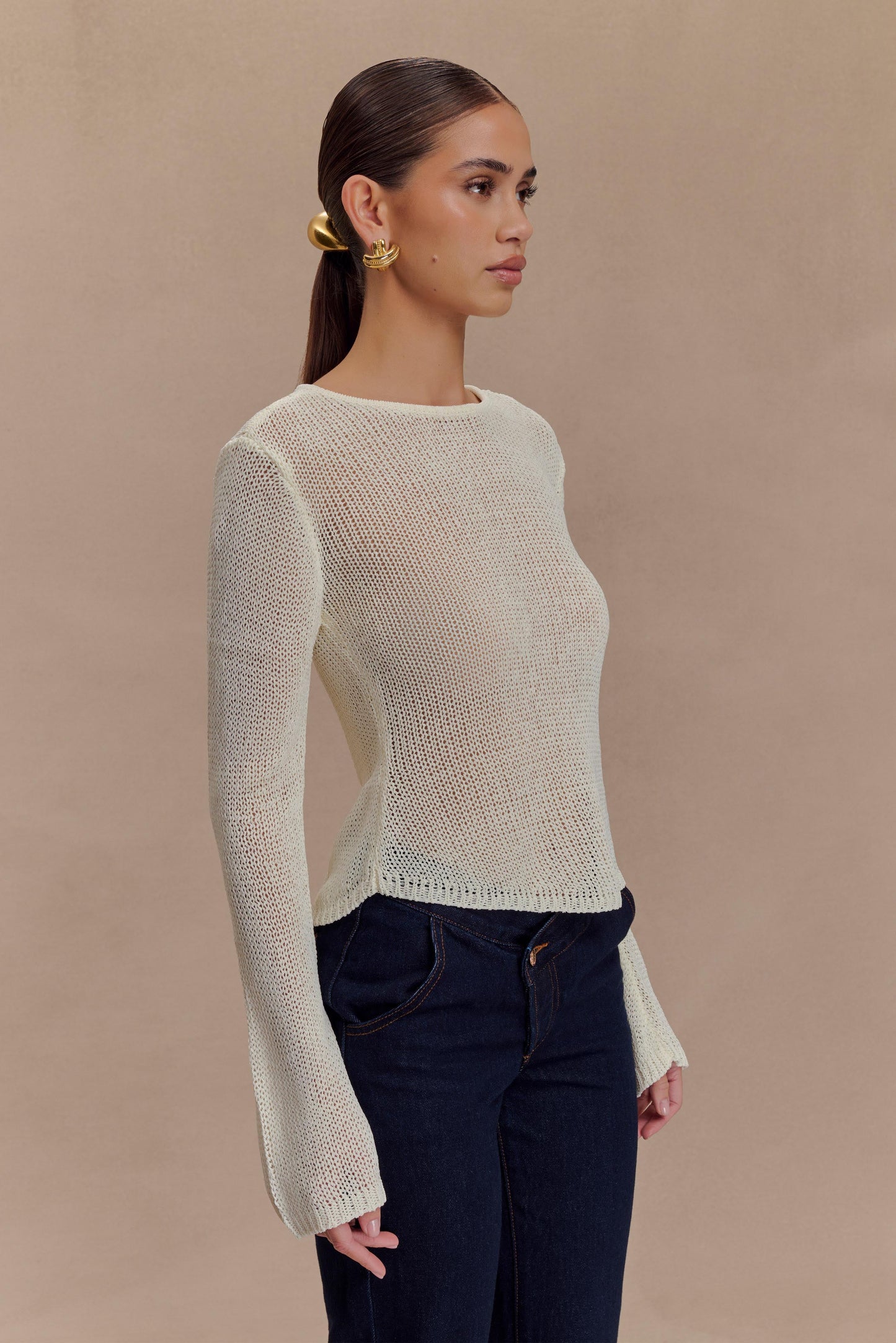 Isabella Long Sleeve Knit Top - White