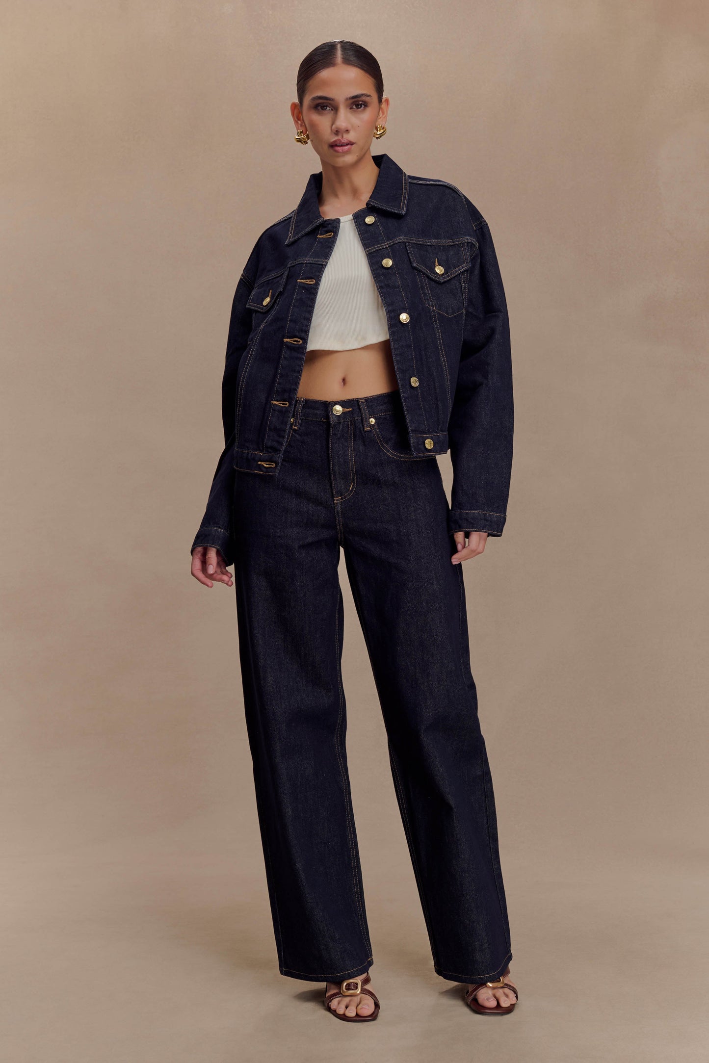 Kirra Cinched Denim Jacket - Washed Indigo Blue