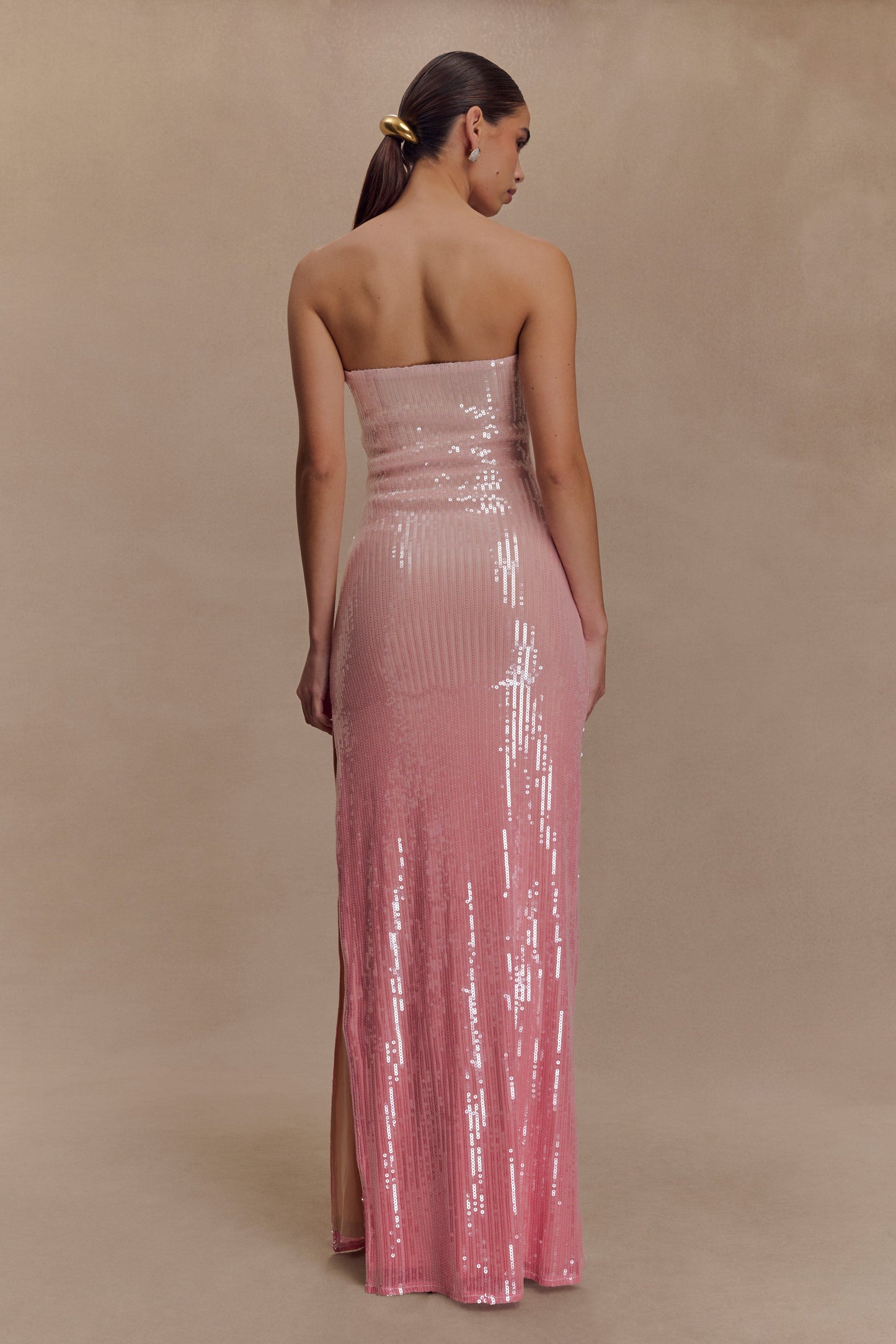 Miranda Strapless Sequin Maxi Dress - Ombre Pink