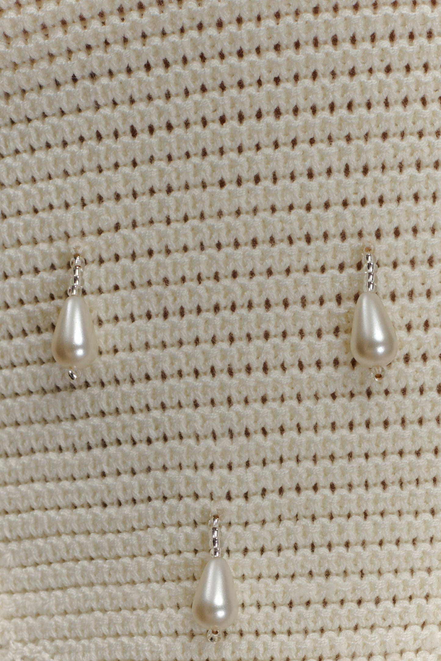 Aletta Knit Pearl Halter Top - Ivory