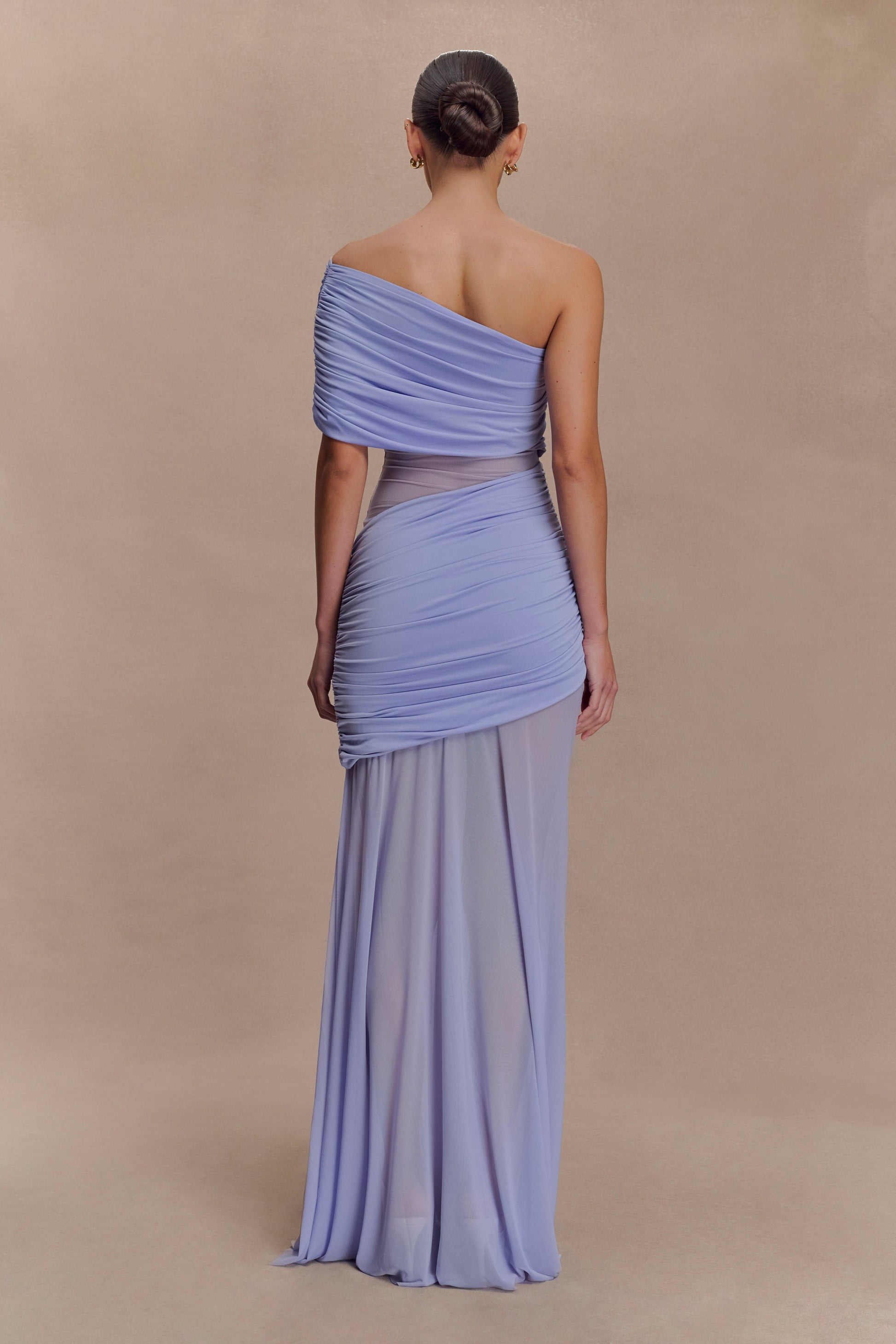 Collective Dress - Dallas One Shoulder Mesh Maxi Dress - Lavender image 3