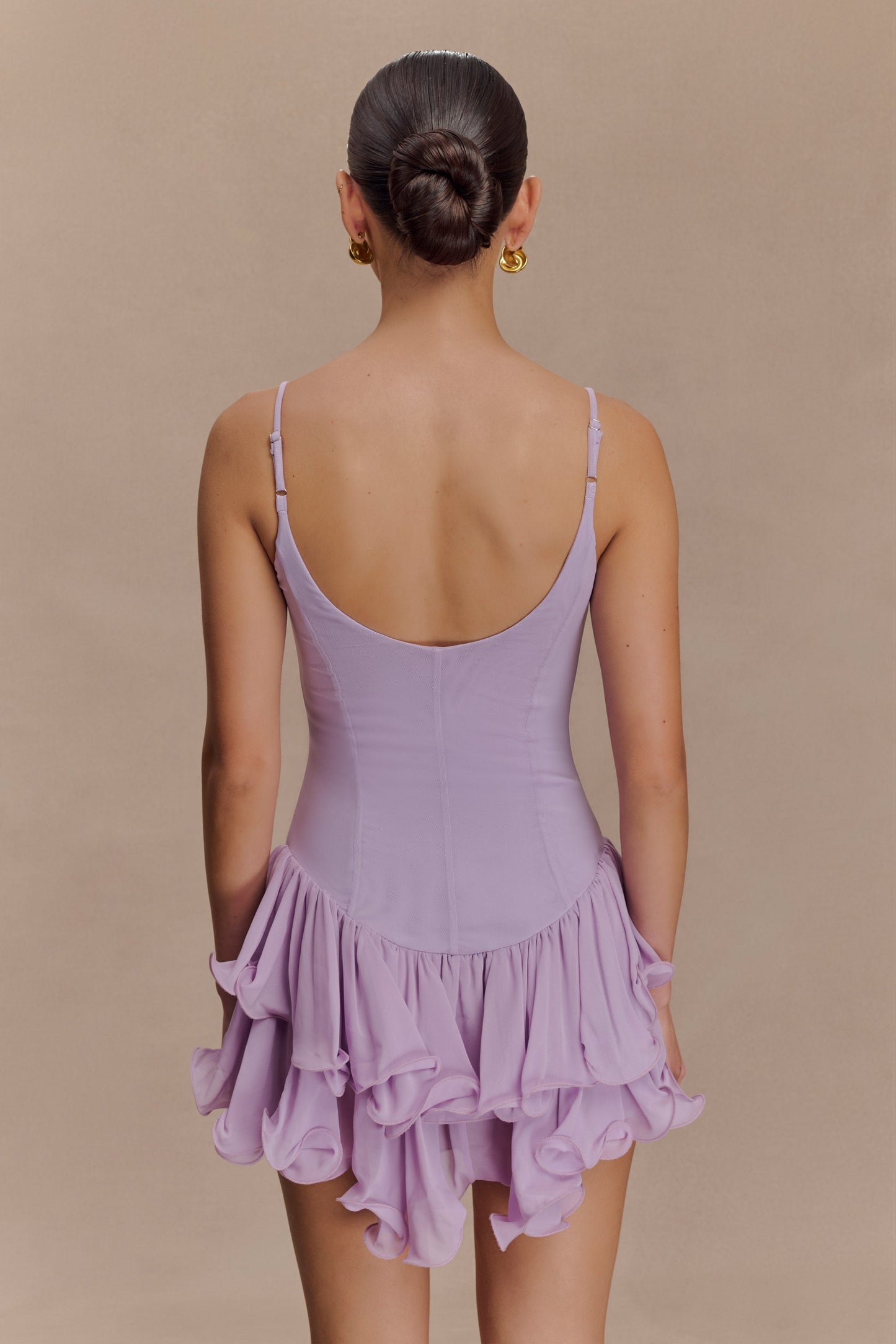 Calantha Ruffle Mesh Mini Dress - Lilac