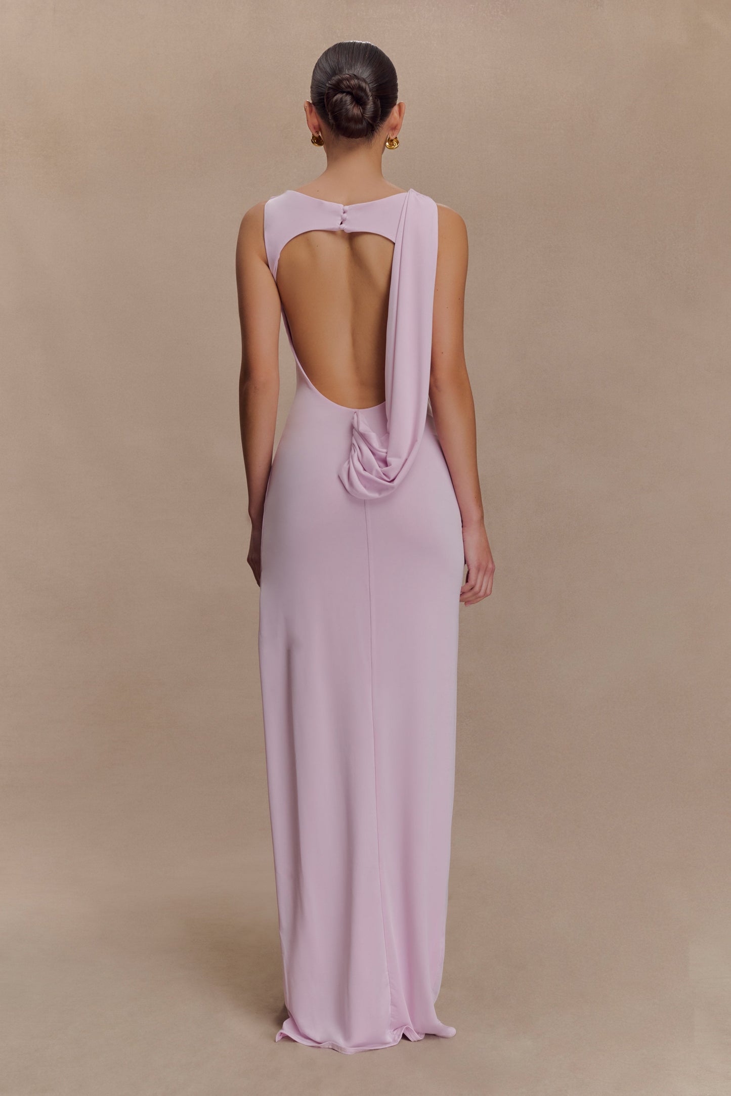 Henley Slinky Drape Maxi Dress - Baby Pink