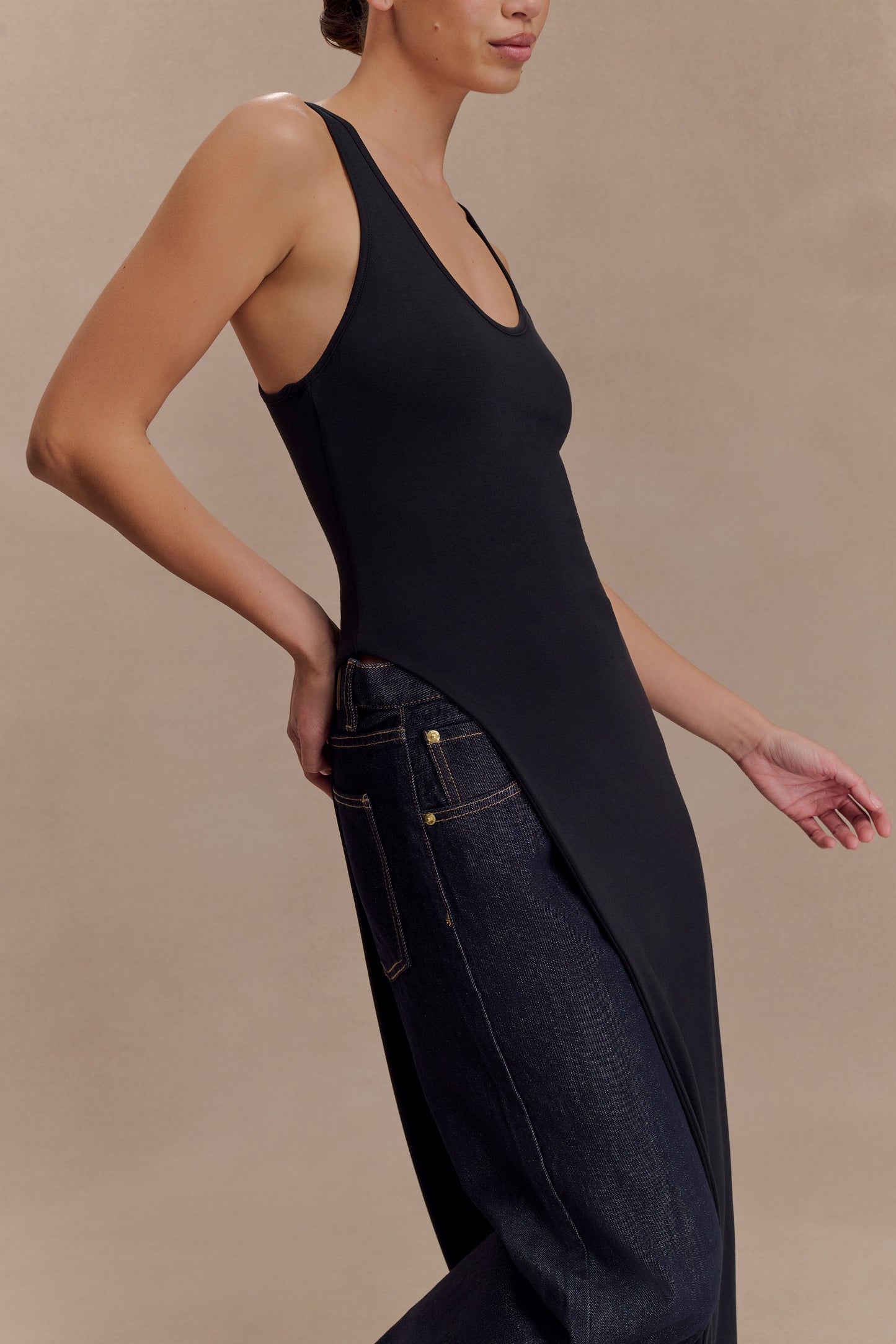 Ellerie Longline Racerback Top - Black