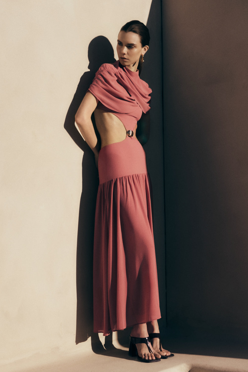 Georgina Chiffon Midi Dress - Burnt Rose