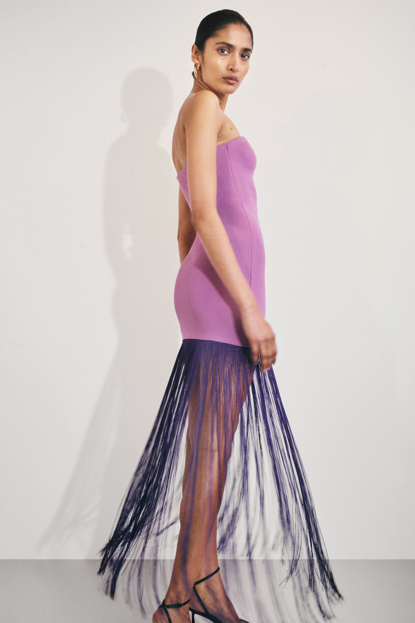 Koah Fringe Bandage Knit Maxi Dress - Purple