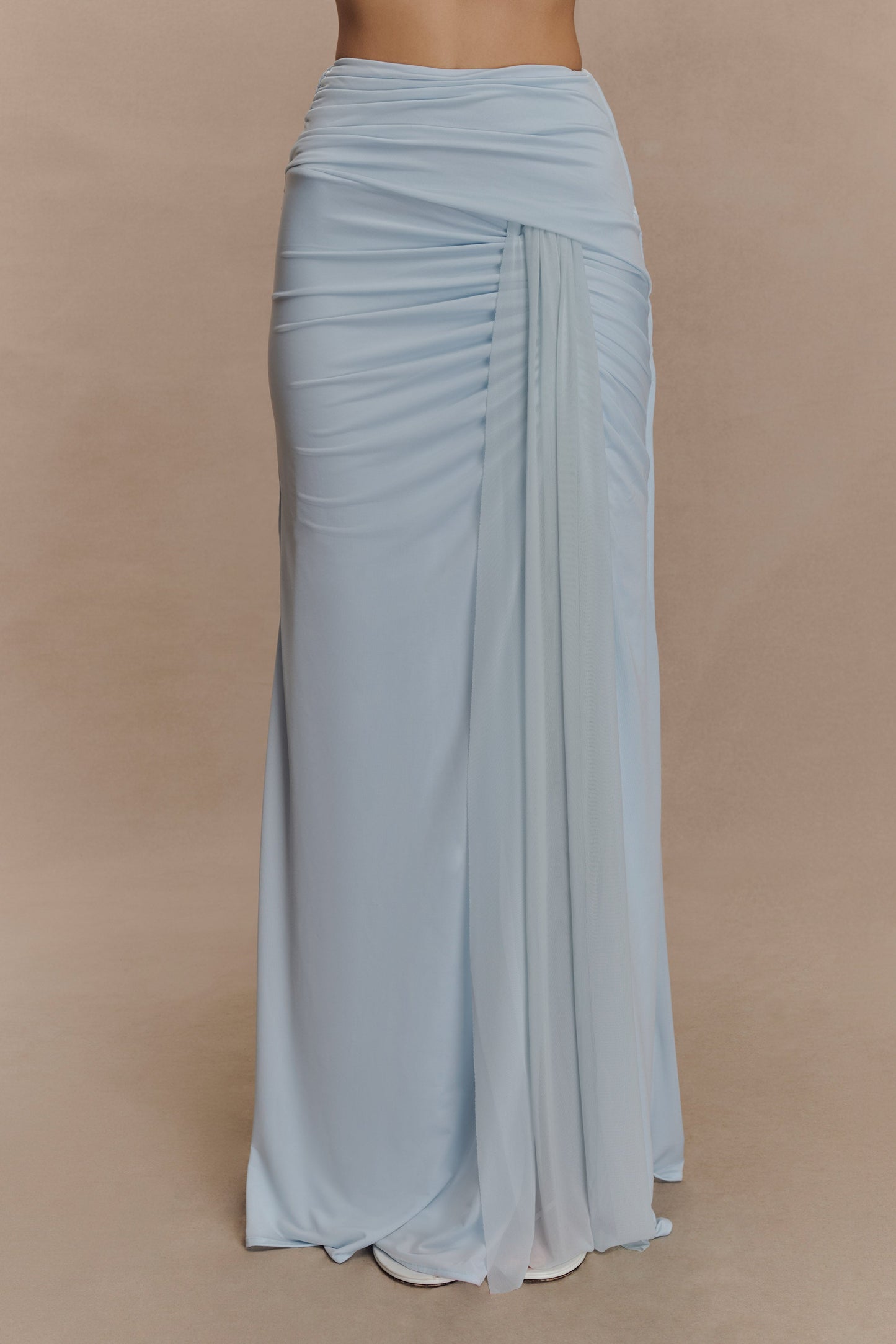 Calandra Slinky Maxi Skirt - Pale Blue