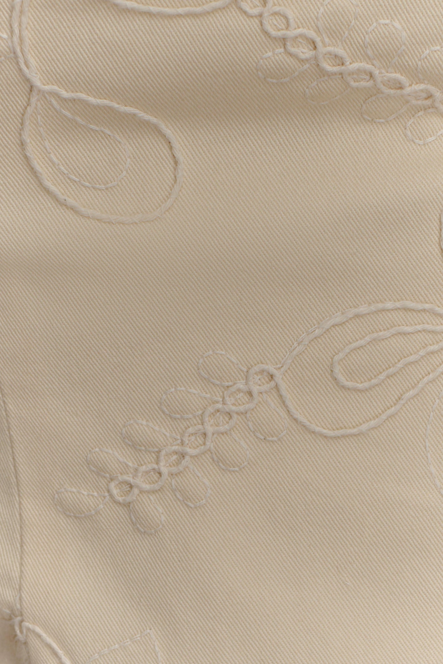 Ebony Embroidered Denim Jeans - Cream