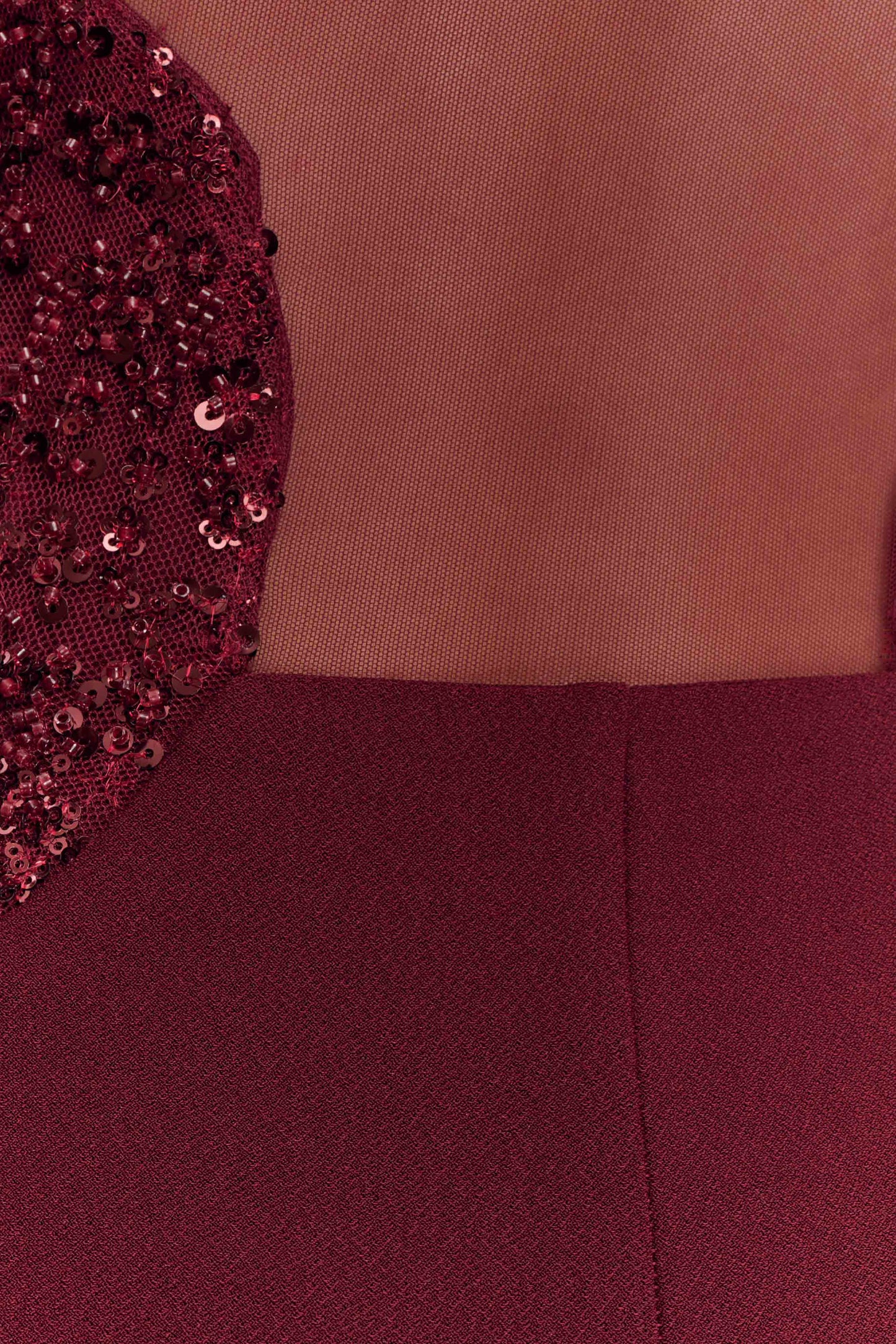 Angelique Beaded Crepe Maxi Dress - Wine