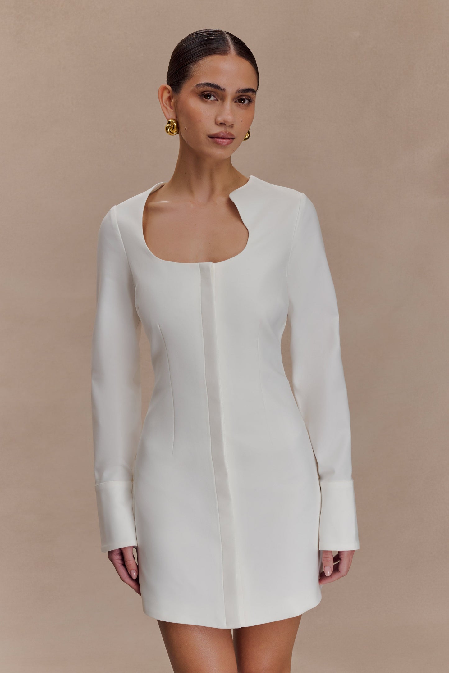 Carina Peplum Cotton Shirt Dress - White