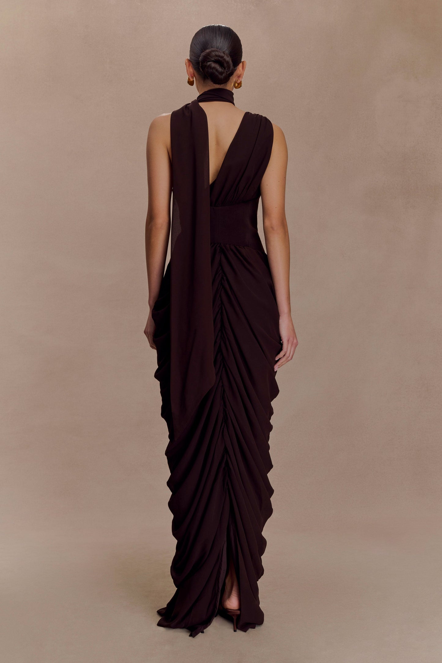 Alex Chiffon Maxi Dress - Cacao Brown