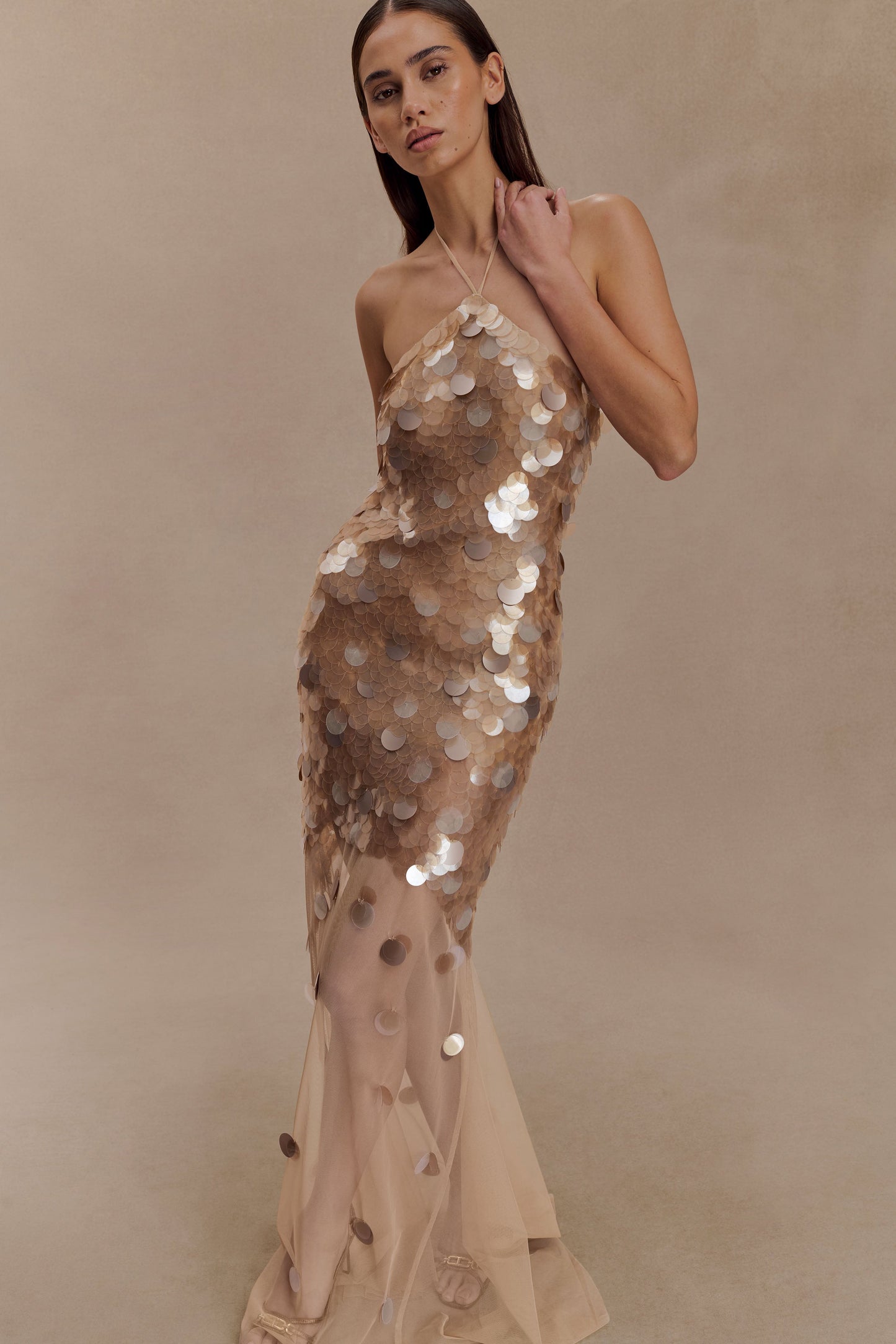 Jenny Hand Embellished Maxi Dress - Gold