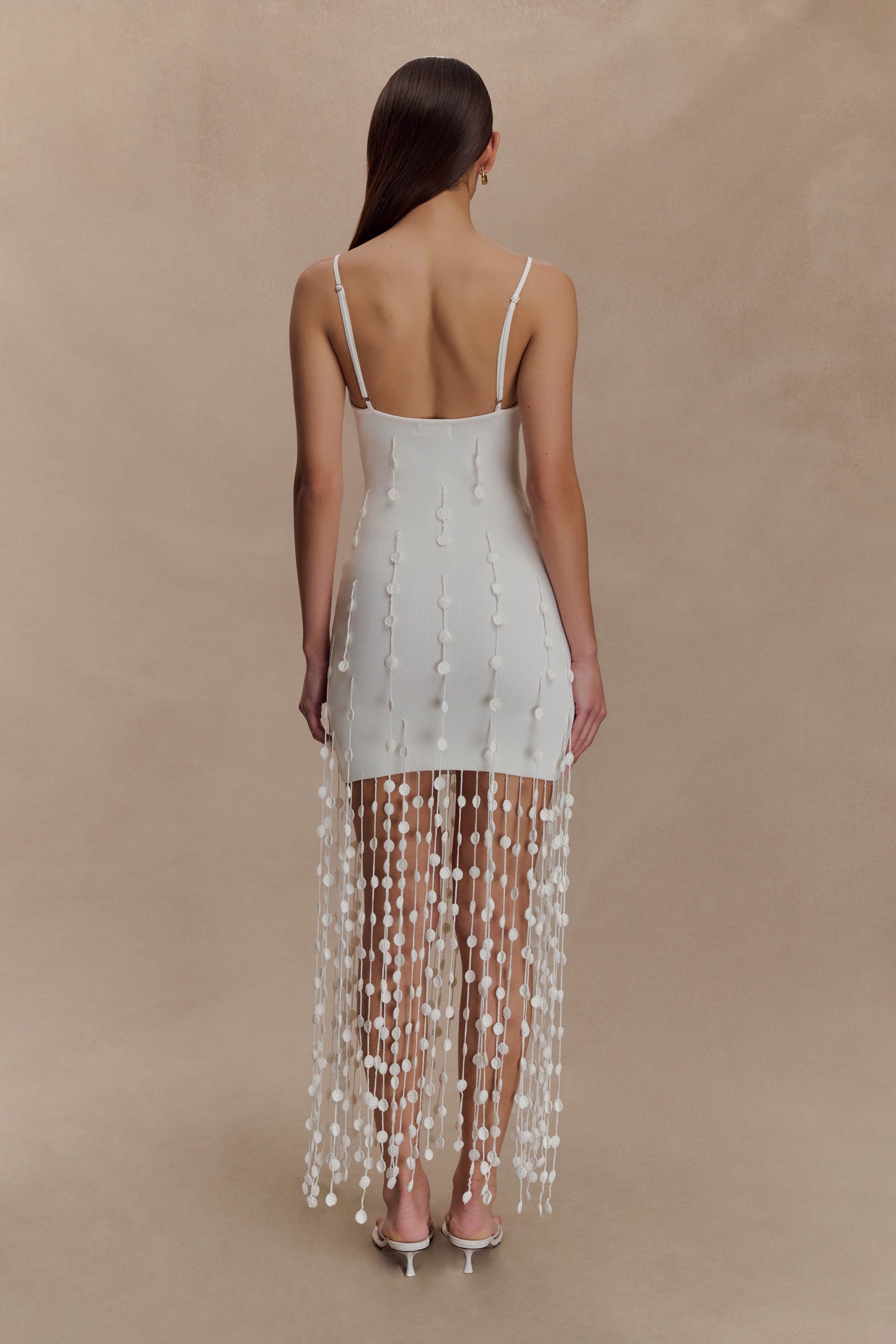 Tove Hand Knit Flower Mini Dress - White