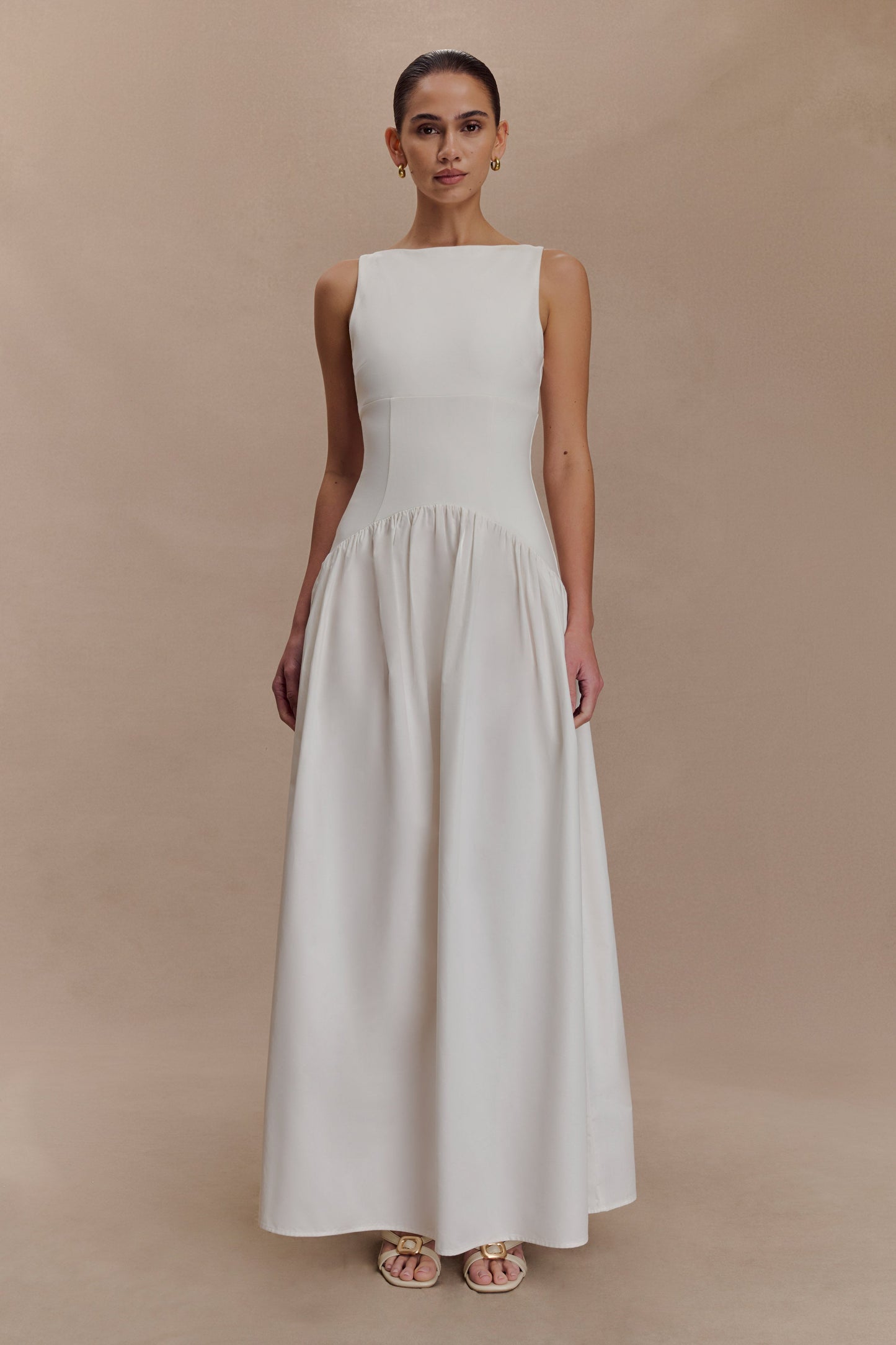 Acacia Contrast Sleeveless Maxi Dress - White