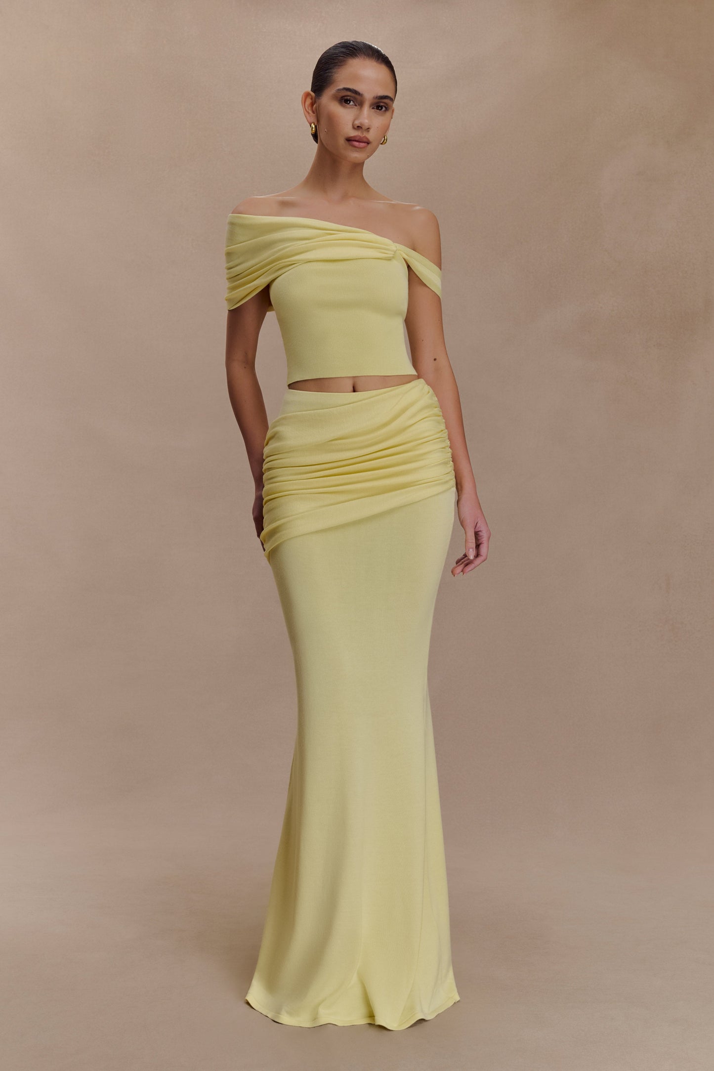 Irene Gathered Knit Top - Lemon