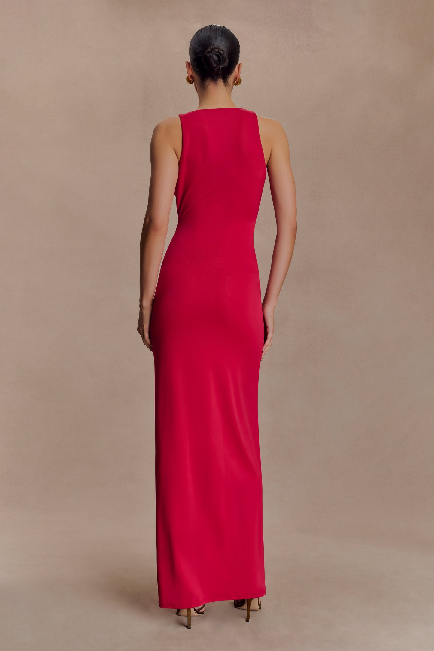 Stella Draped Slinky Maxi Dress - Fuchsia Pink
