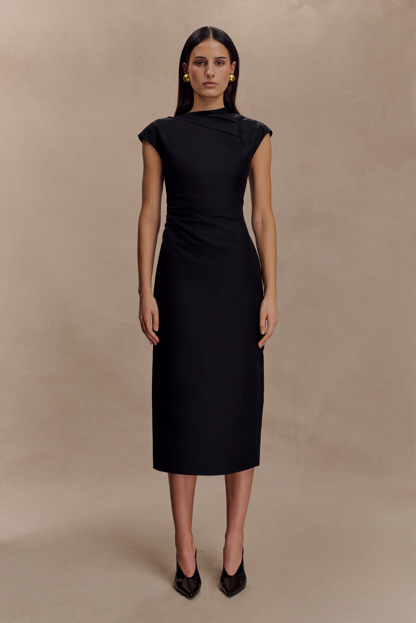 Lorena Cotton Midi Dress - Black