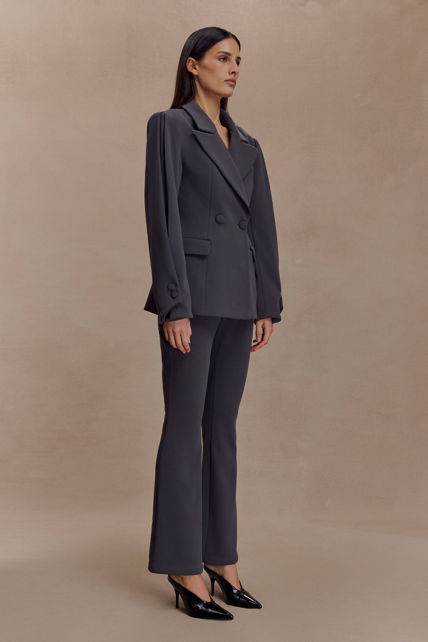 Wesley Structured Blazer - Charcoal Shadow