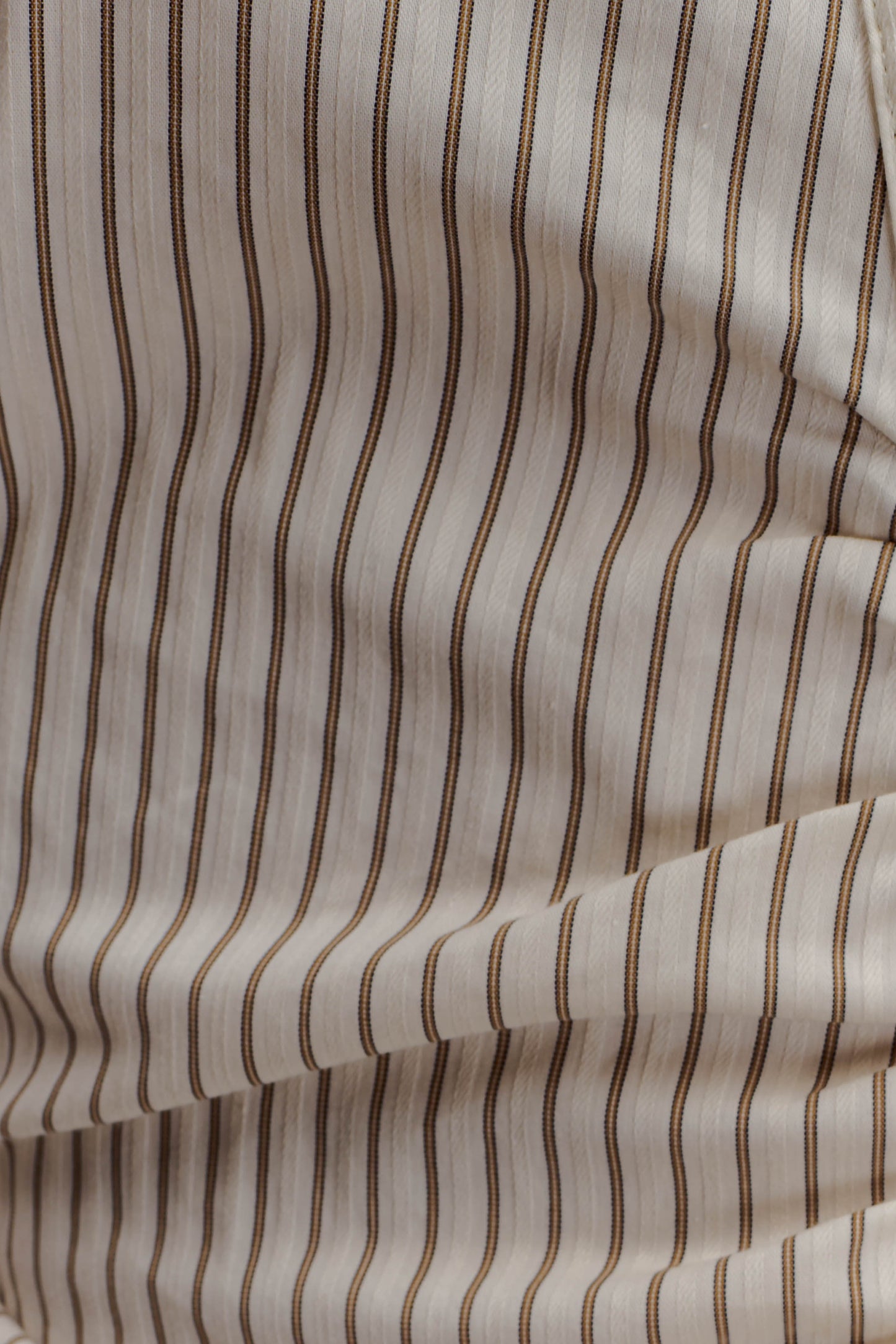Millie Tie Back Cotton Shirt - Beige Pinstripe