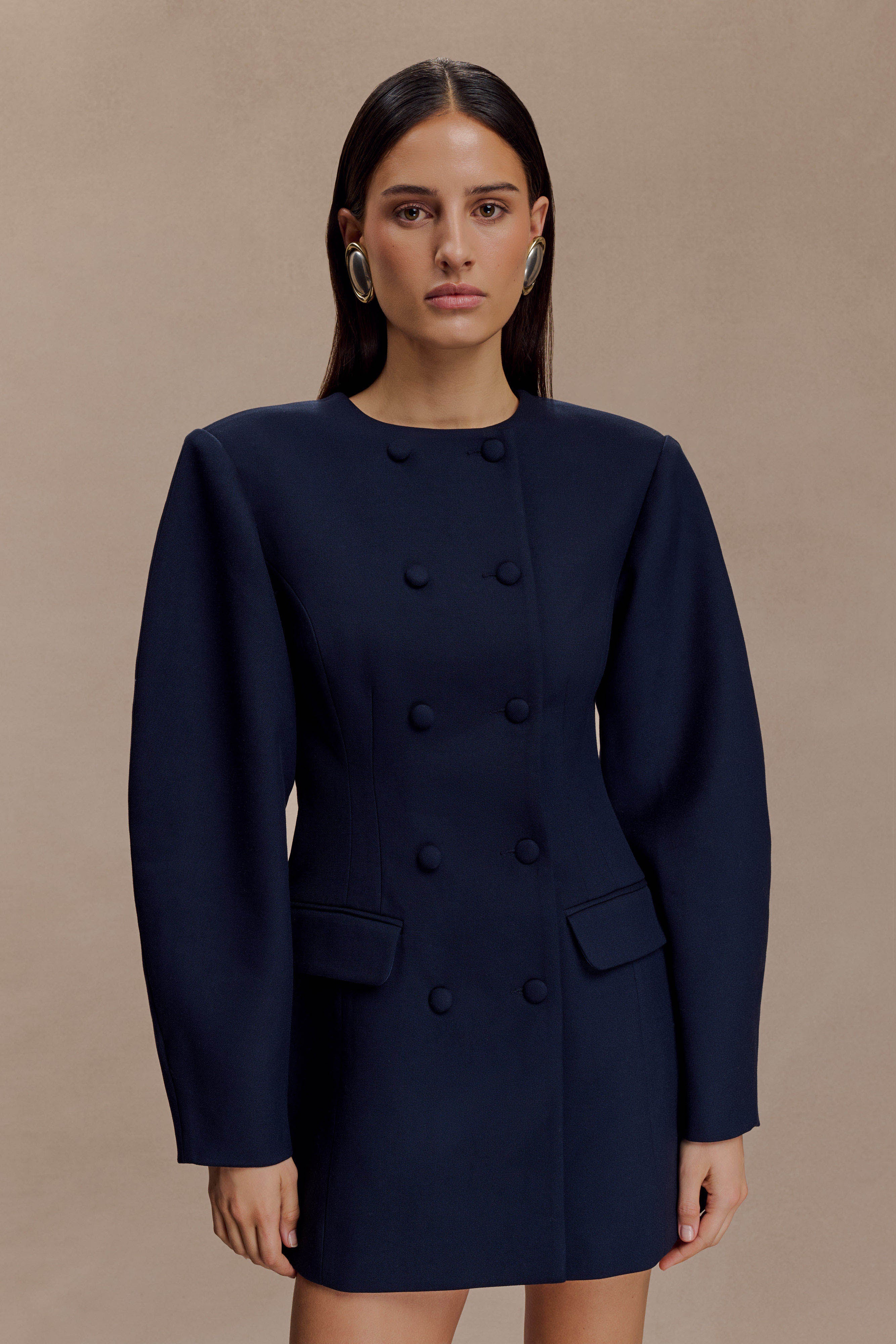 blazer dress navy blue Beatrice Blazer Mini Dress - Navy