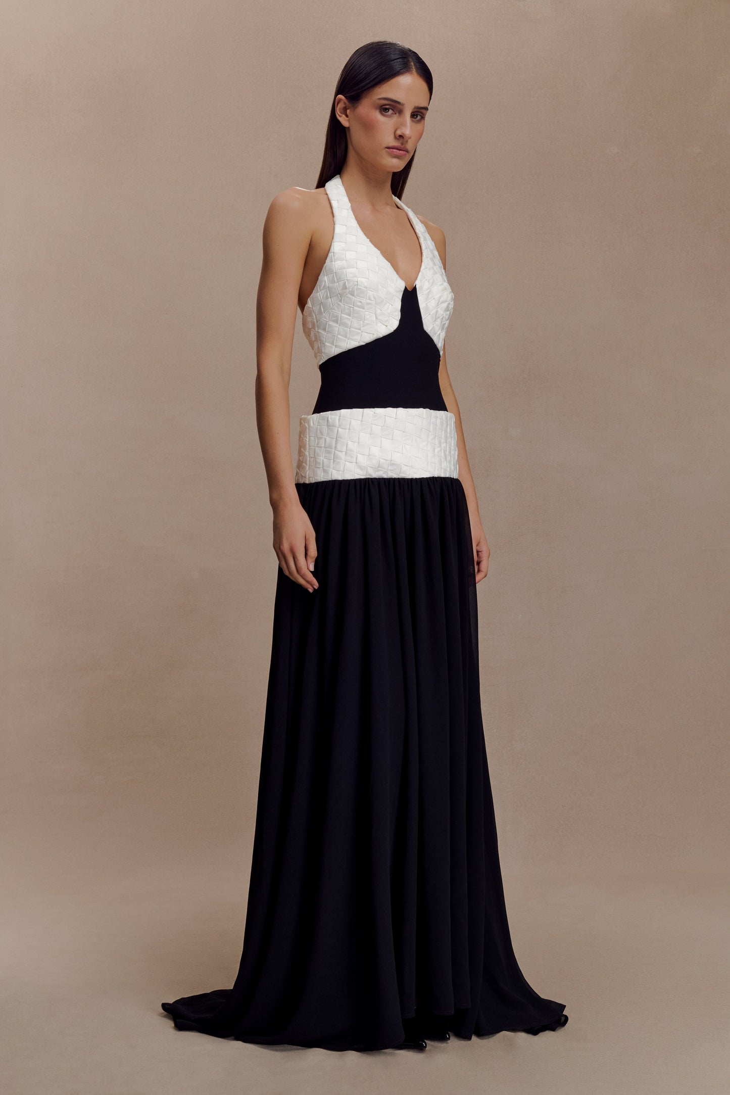 Celine Chiffon Maxi Dress - Black/White