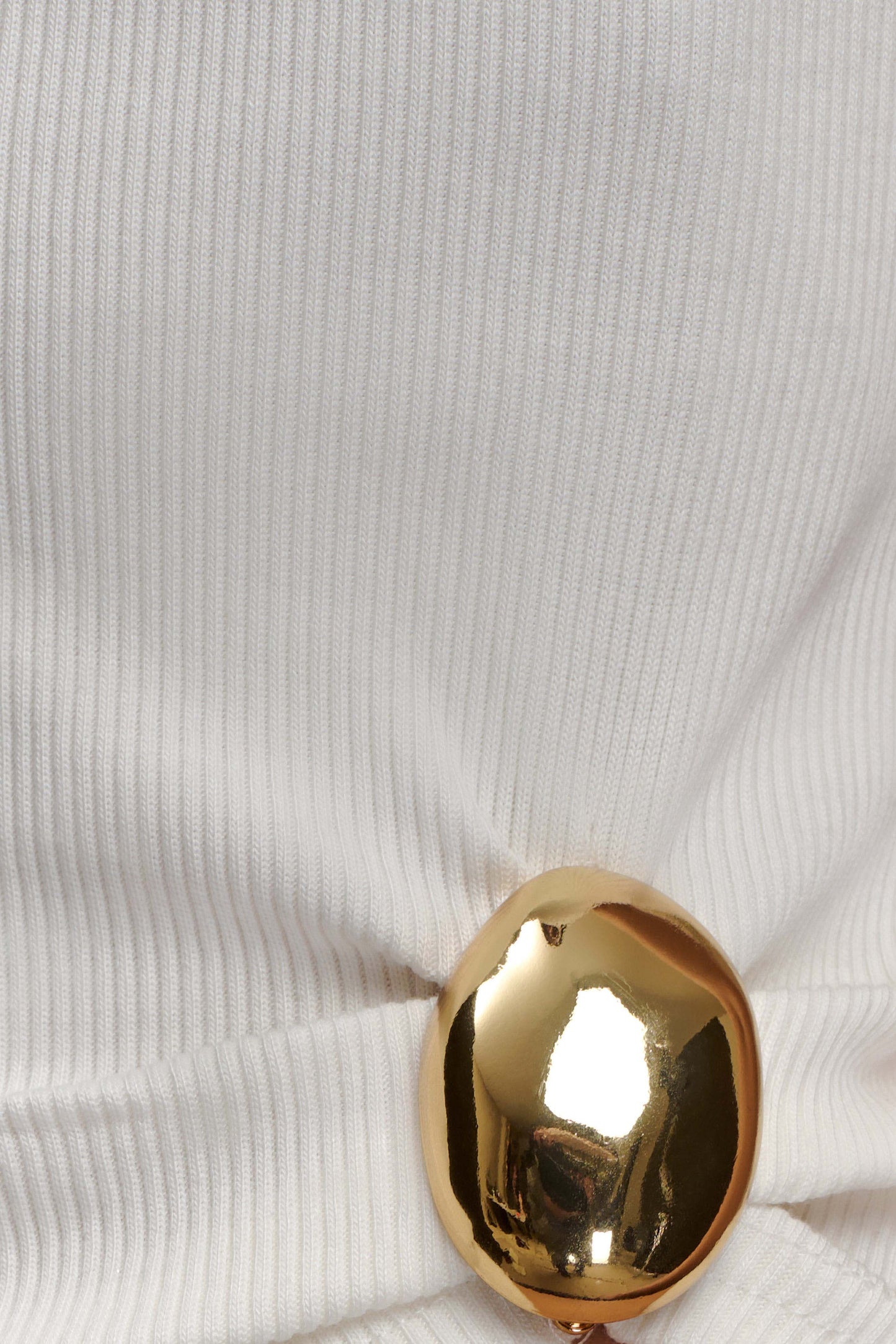 Lola Ribbed Sleeveless Top With Hardware - White