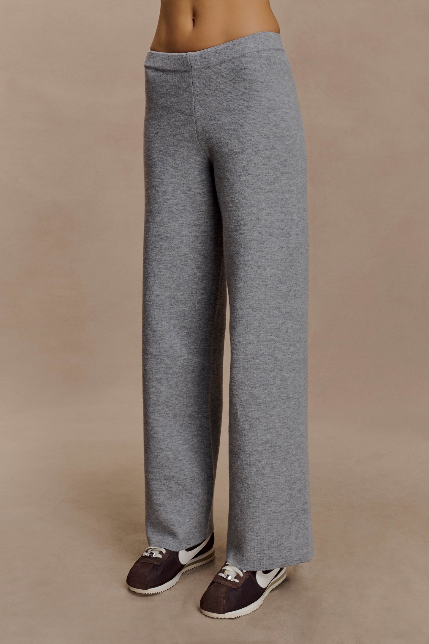 Kerrymae Straight Leg Knit Pants - Grey Marle