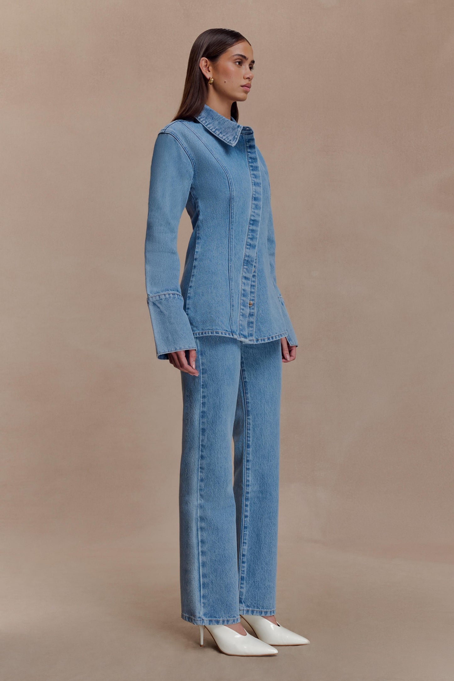 Janine High Waisted Straight Leg Jeans - Classic Blue