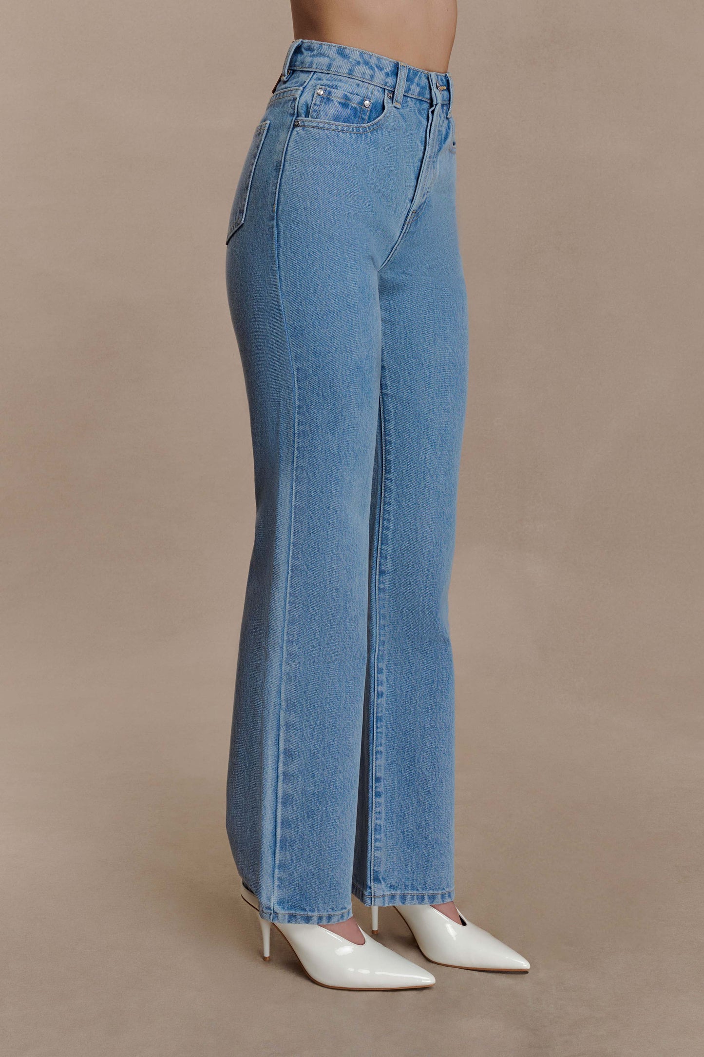 Janine High Waisted Straight Leg Jeans - Classic Blue