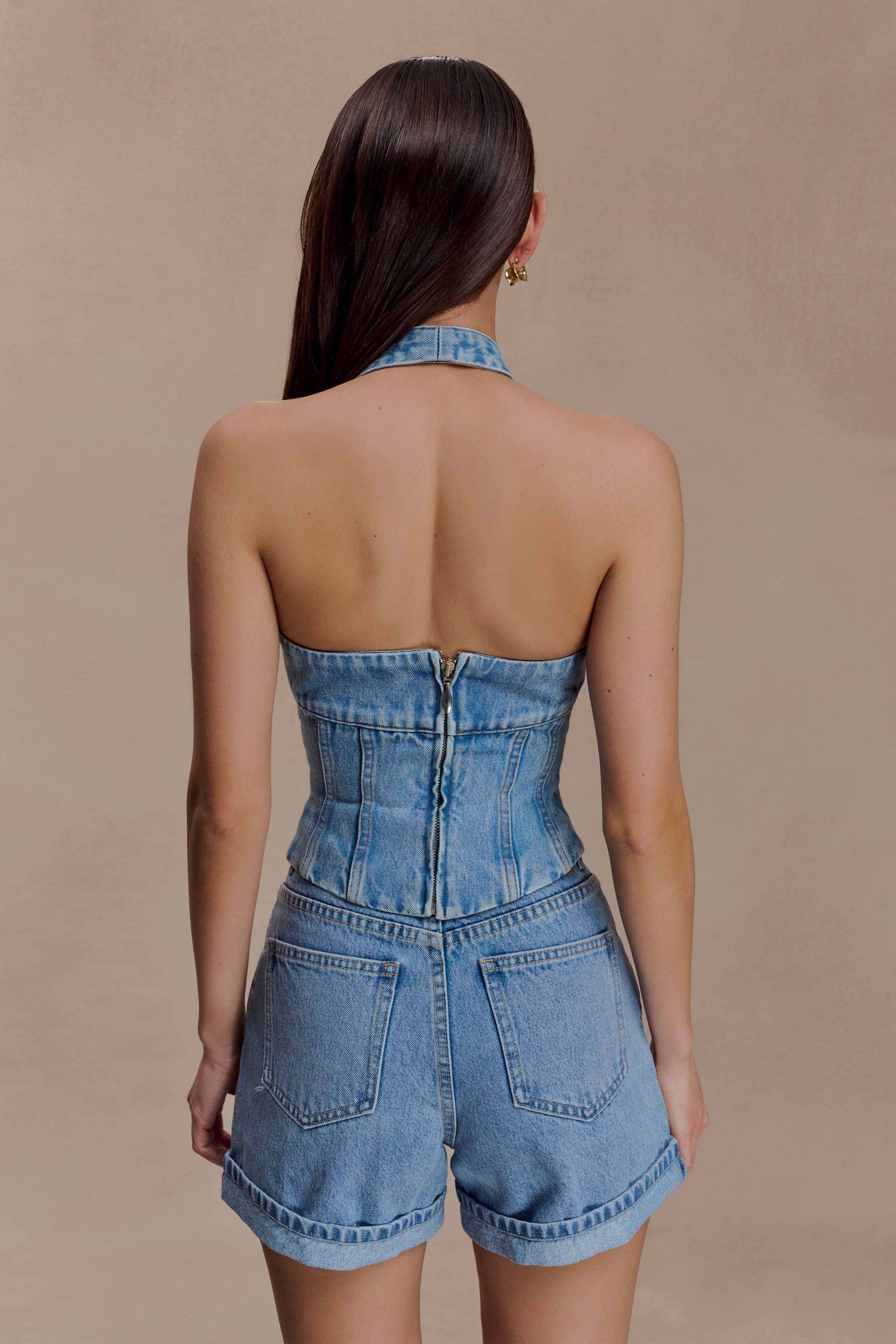 Carlene Cuffed Denim Shorts - Classic Blue