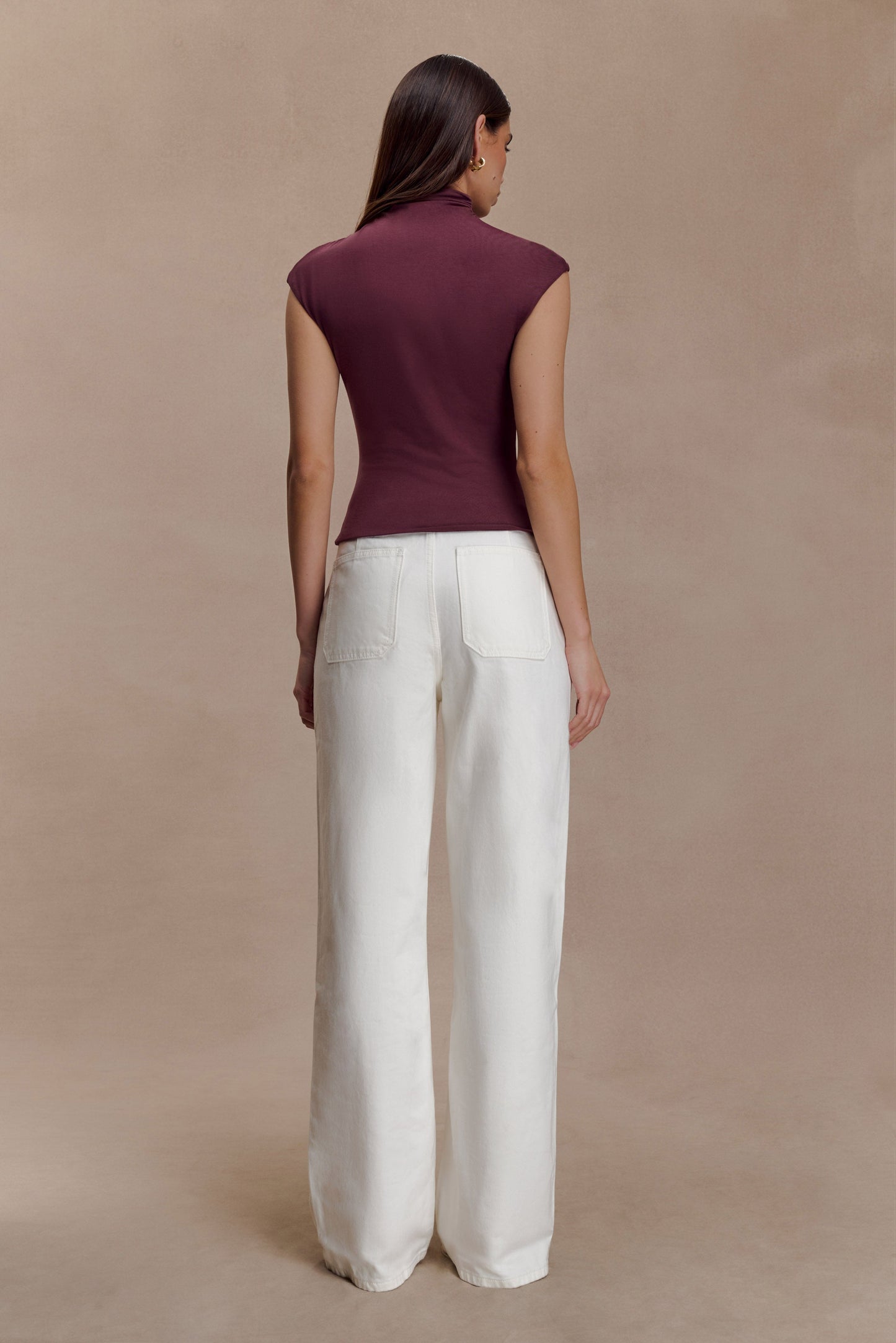 Freesia High Neck Sleeveless Top - Mahogany