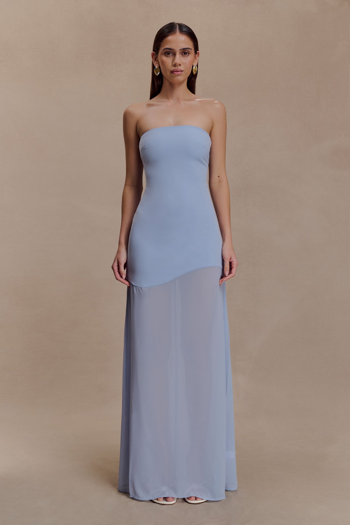 Mason Crepe And Chiffon Maxi Dress - Powder Blue