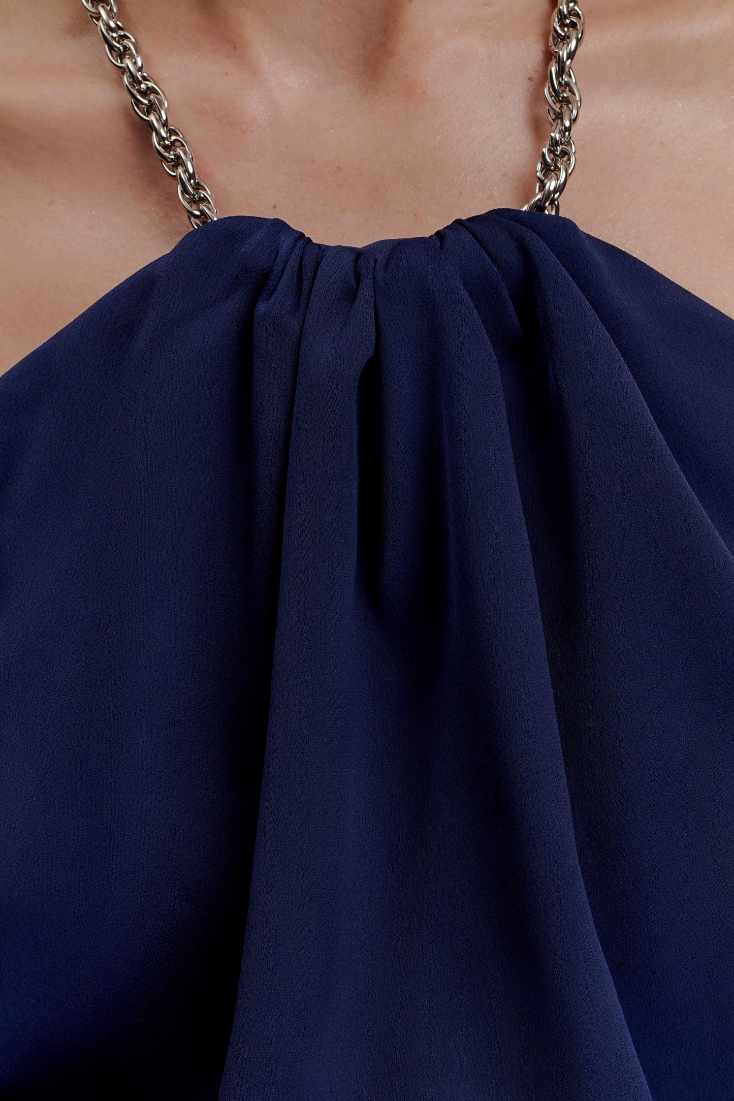 Elina Satin Necklace Maxi Dress - Navy