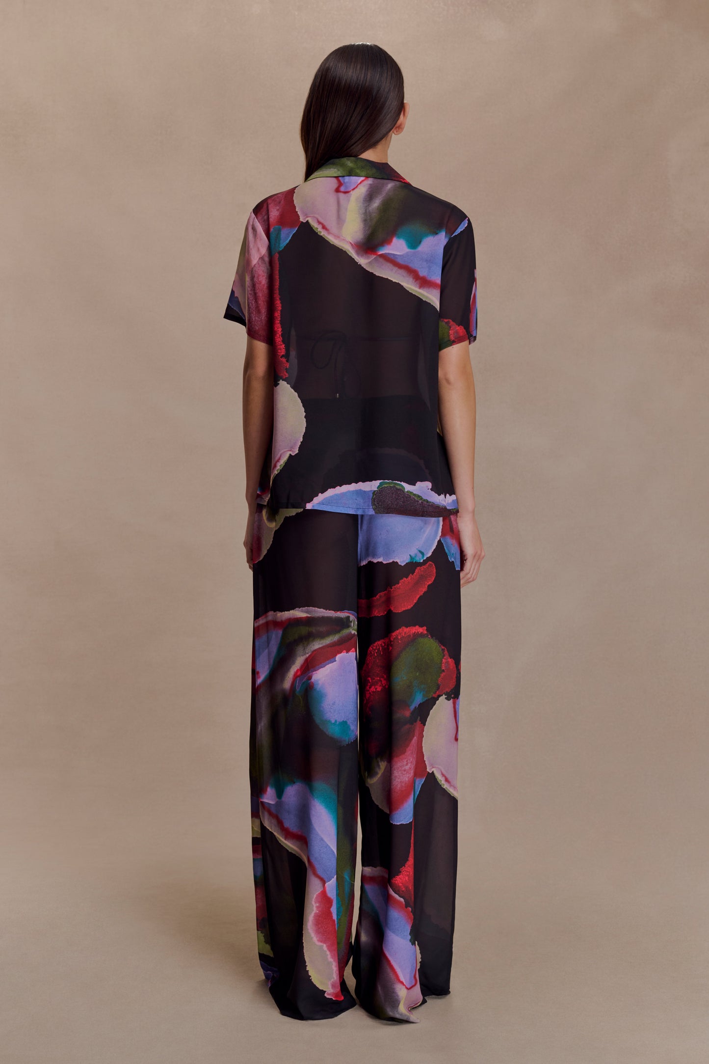 Rachel Chiffon Short Sleeve Shirt - Multi Fluid Reverie Print