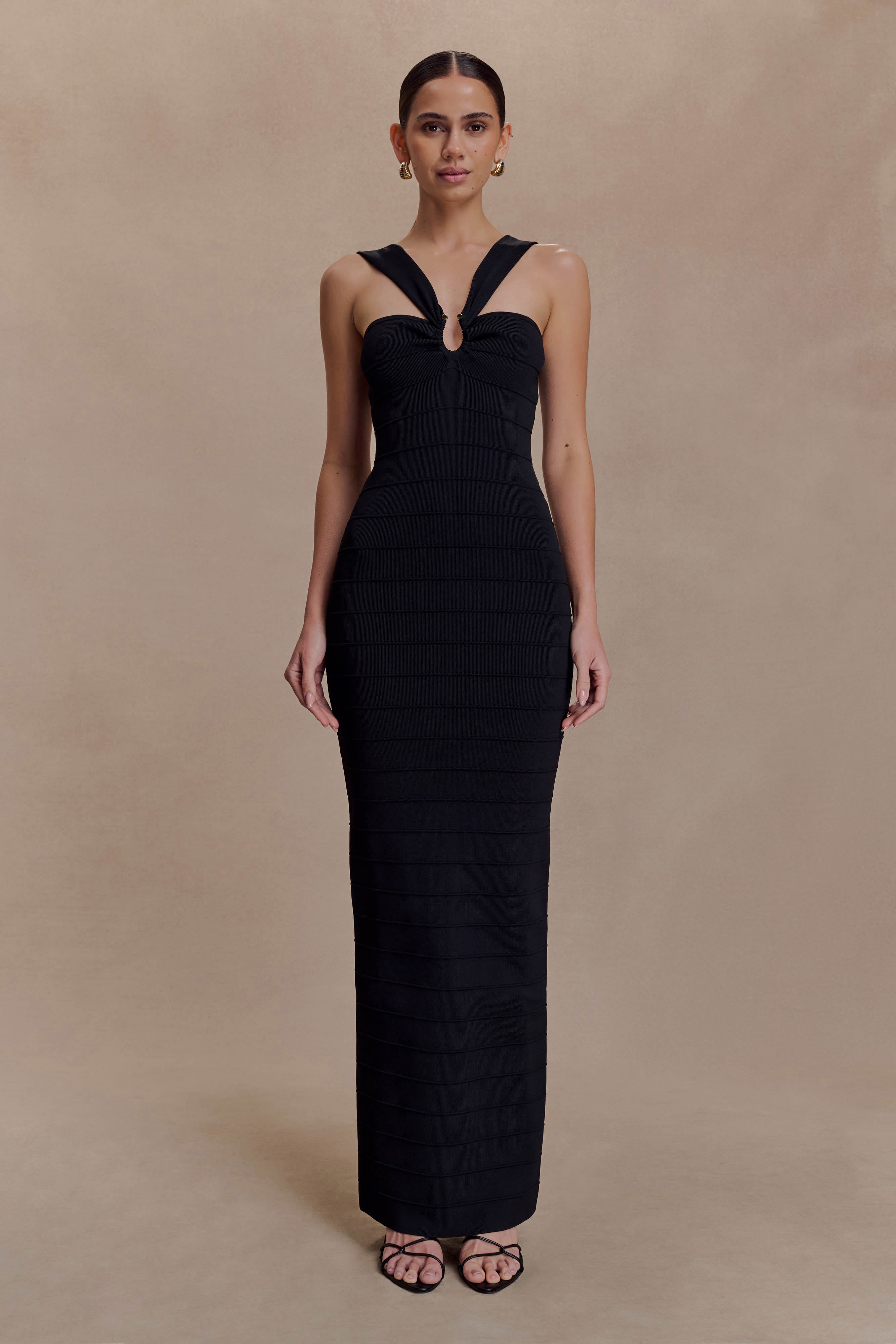 Ziriy Sleeveless V-Neck Bandage Green Maxi Dress