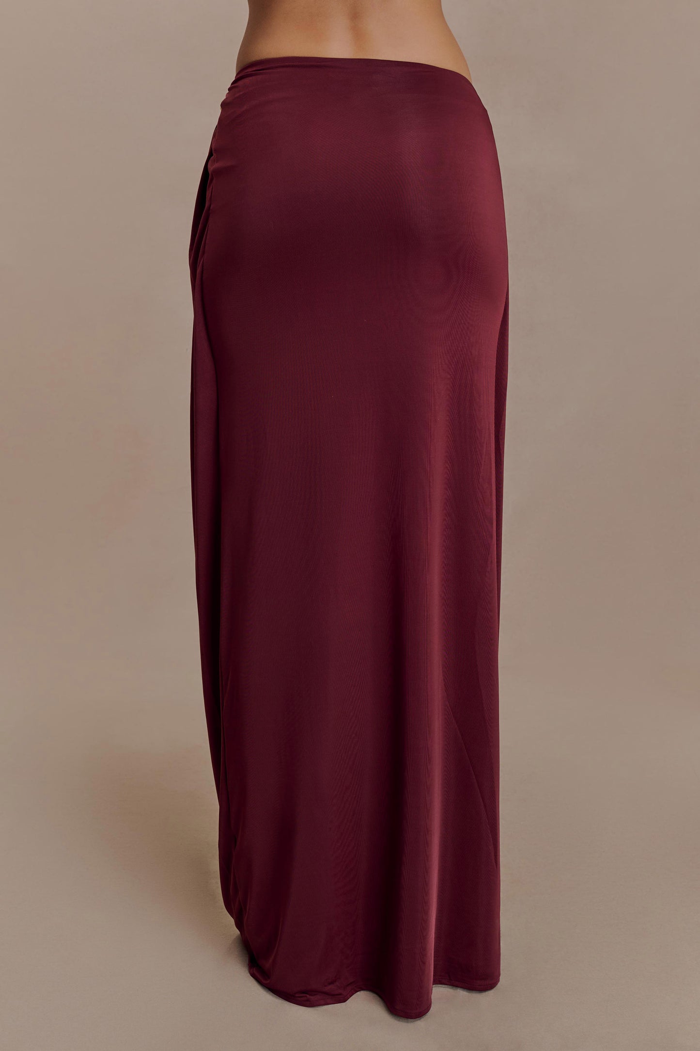 Bridget Slinky Maxi Skirt With Hardware - Burgundy
