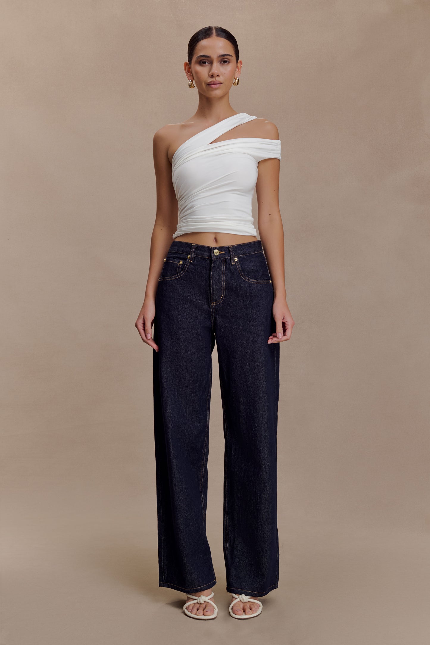 Anna One Shoulder Modal Top - White