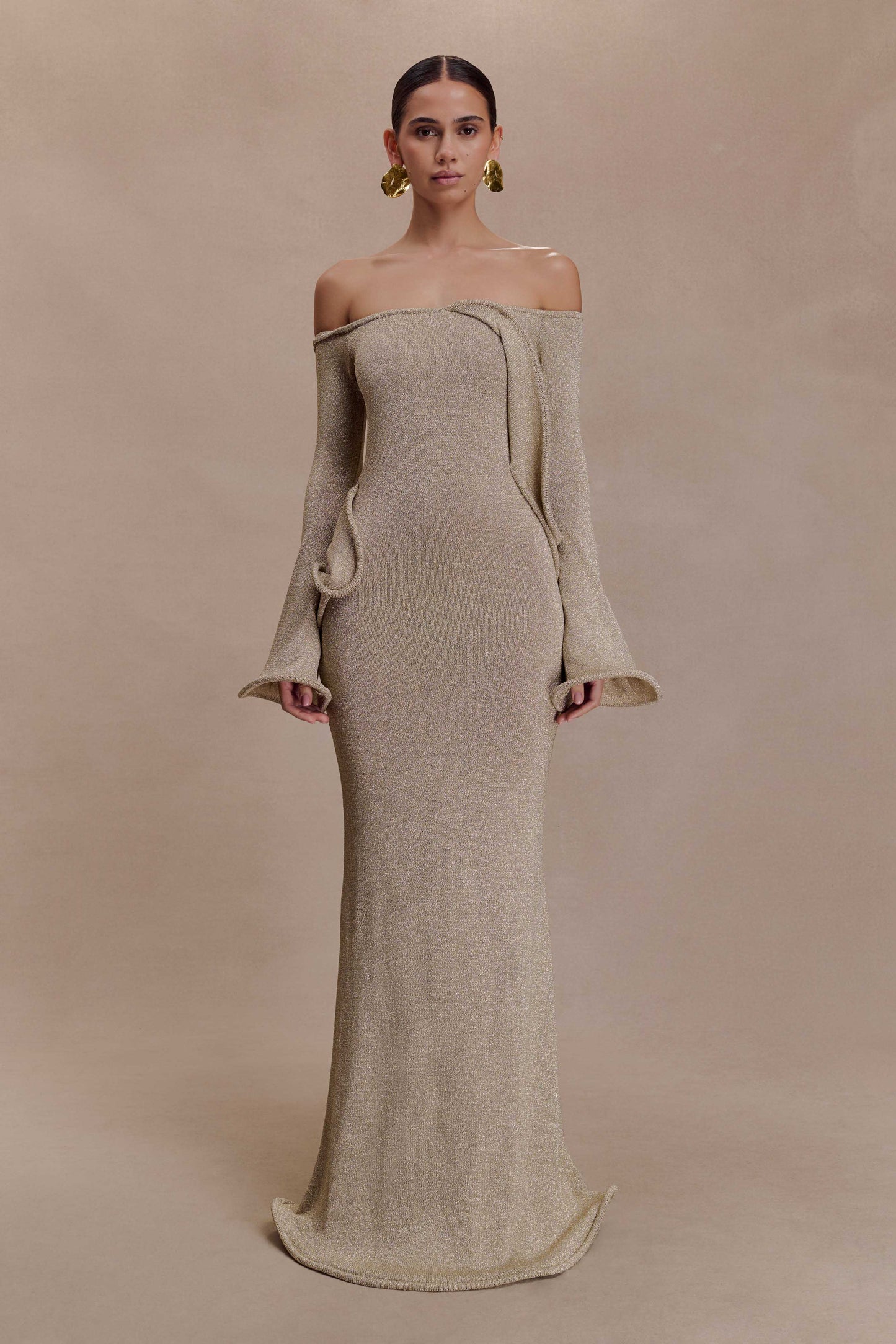Sandrine Lurex Knit Maxi Dress - Gold