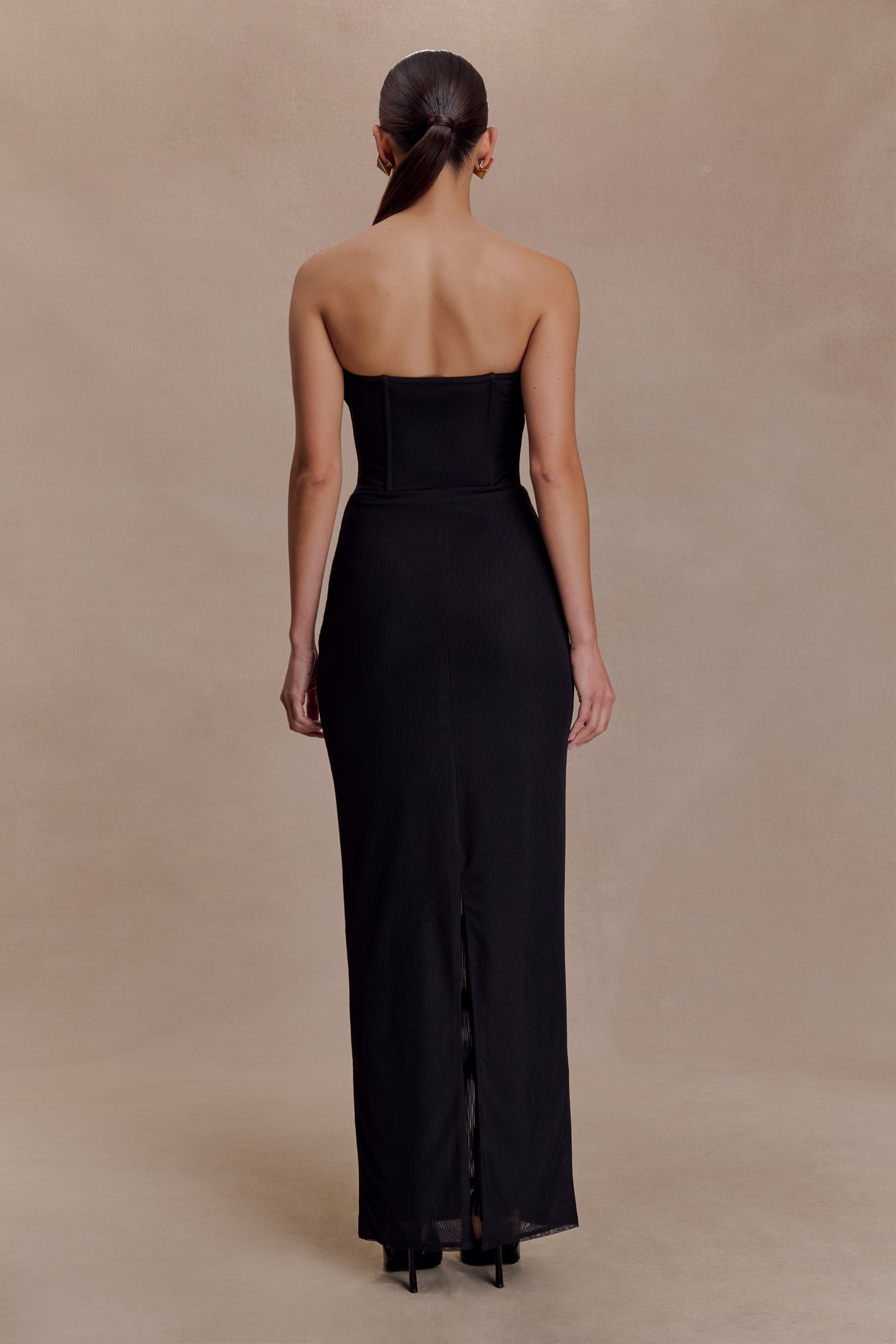 Gemma Strapless Mesh Maxi Dress - Black