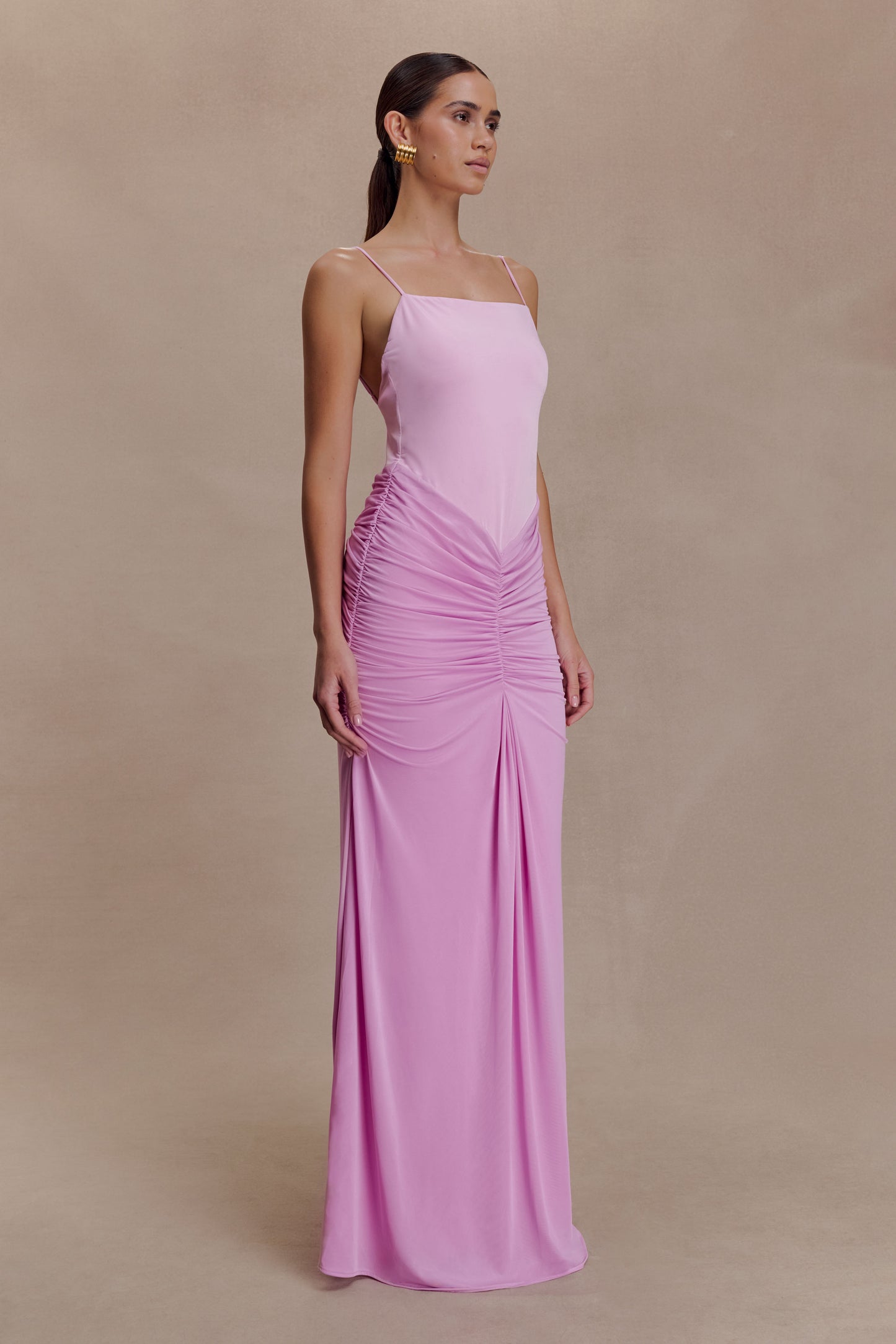 Roisin Slinky Maxi Dress - Powder Pink