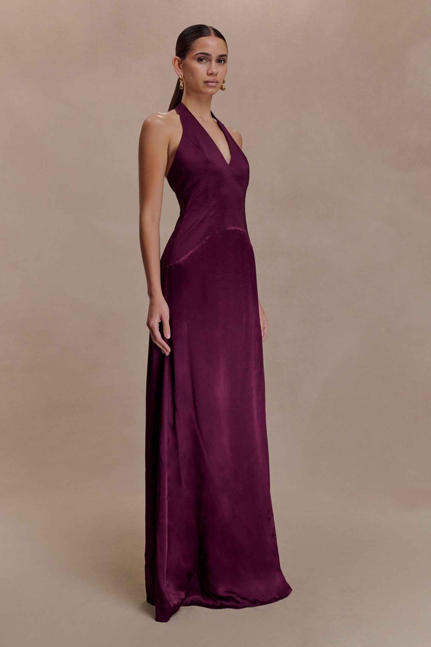 Maura Taffeta And Satin Maxi Dress - Wine