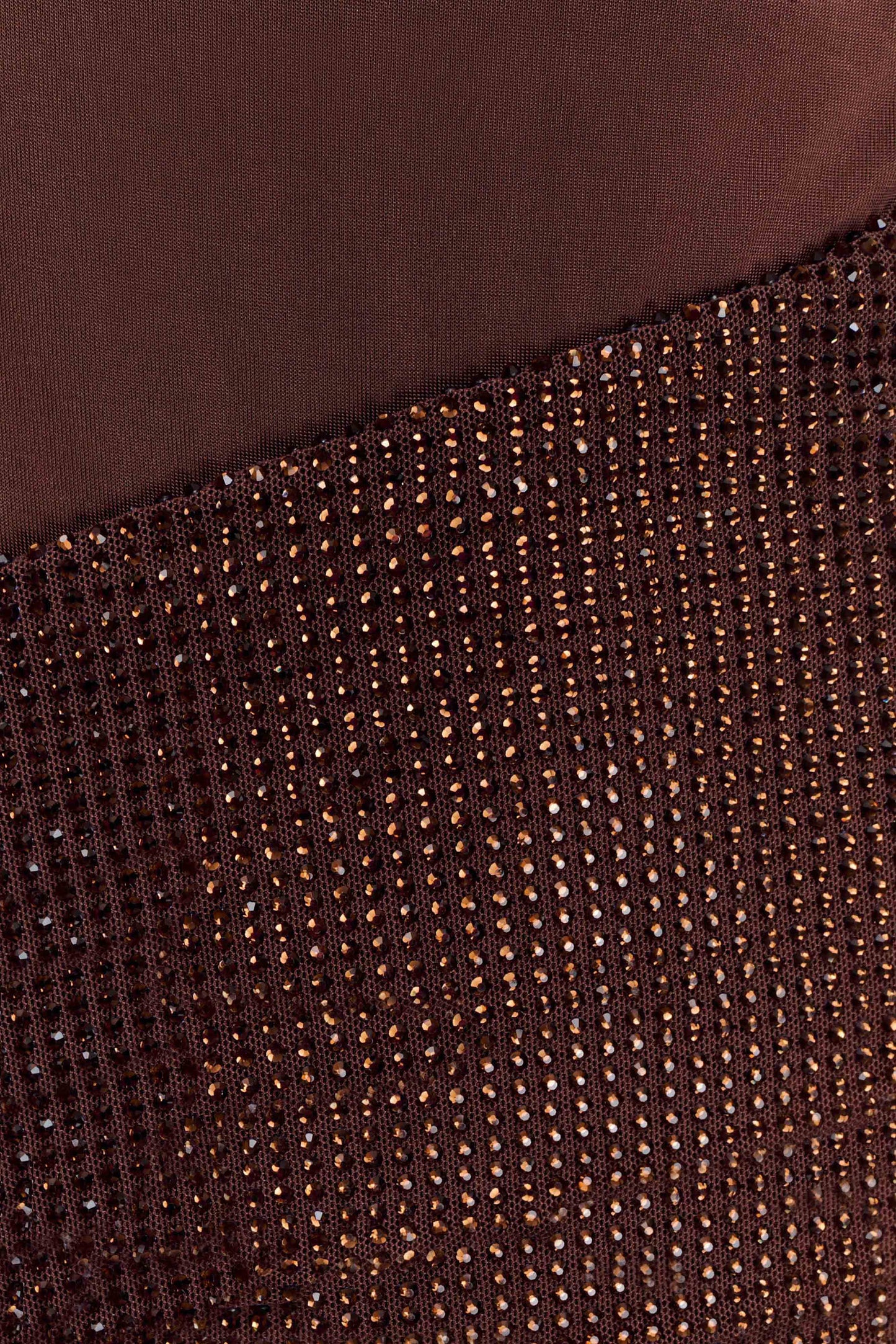 Paisley Slinky And Diamante Mini Dress - Chocolate