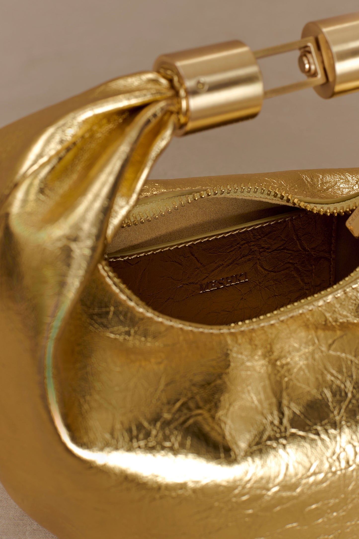 Bristol Mini Croissant Leather Bag - Gold