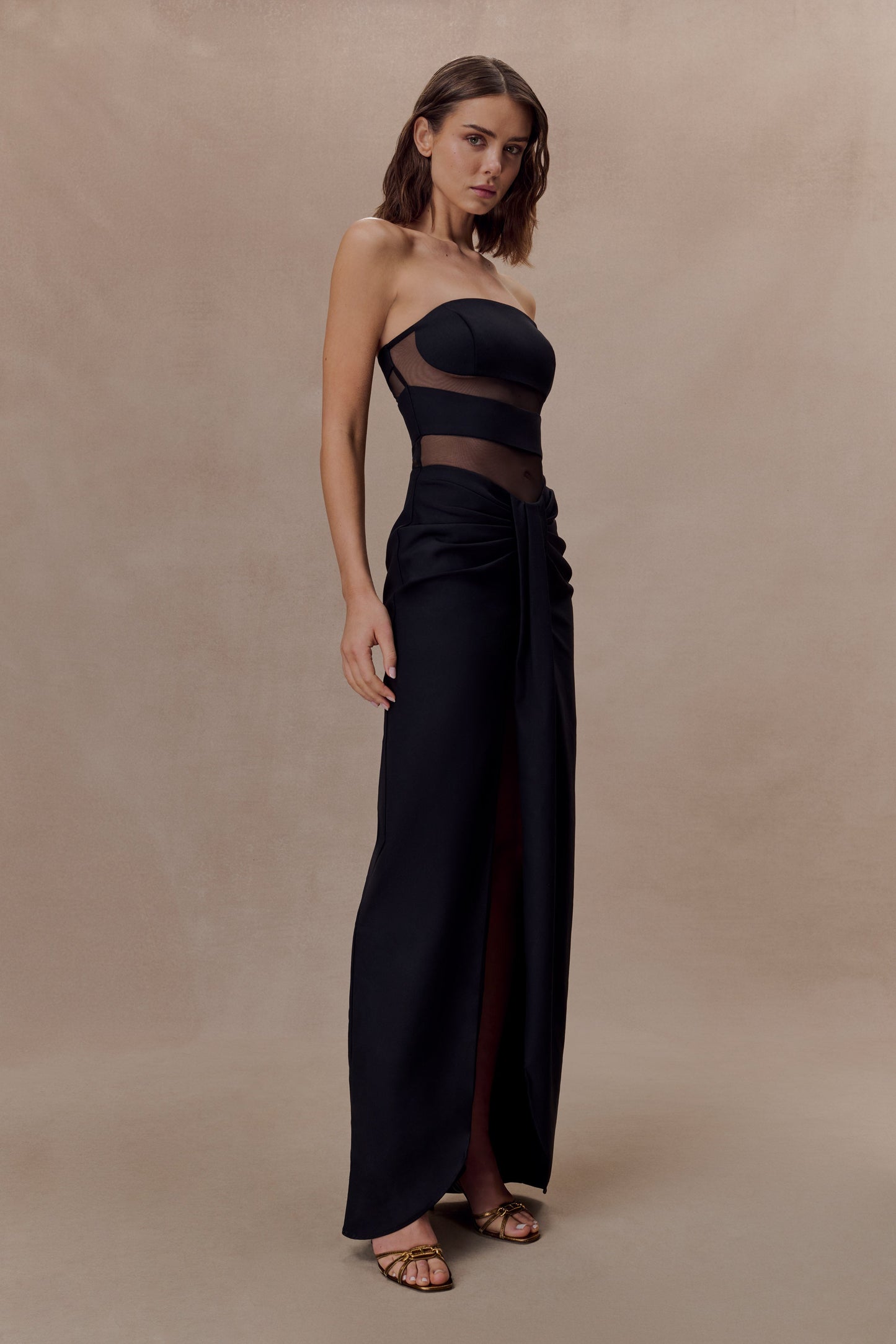 Paulina Cut Out Strapless Maxi Dress - Black