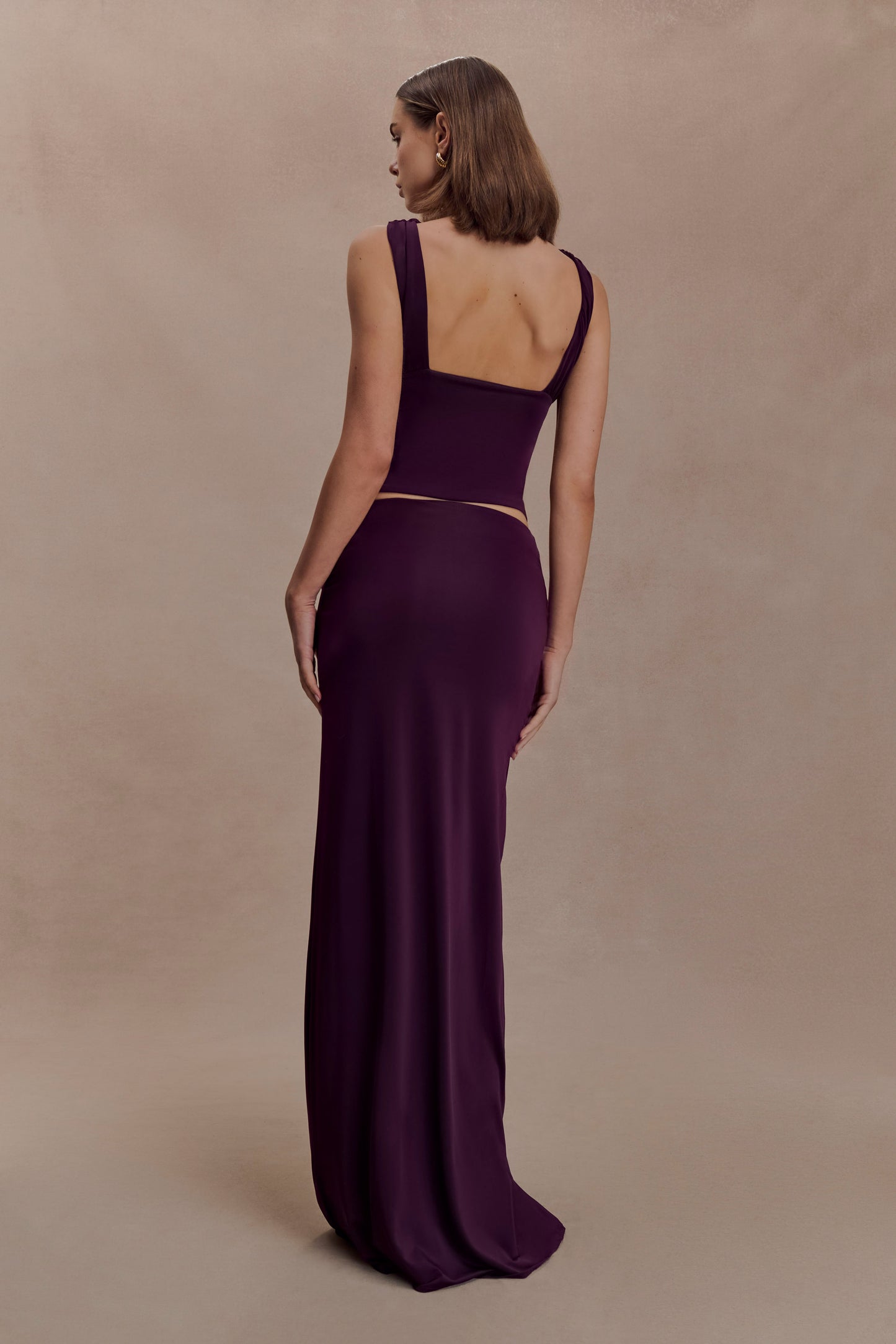 Erina Slinky Open Back Top - Aubergine