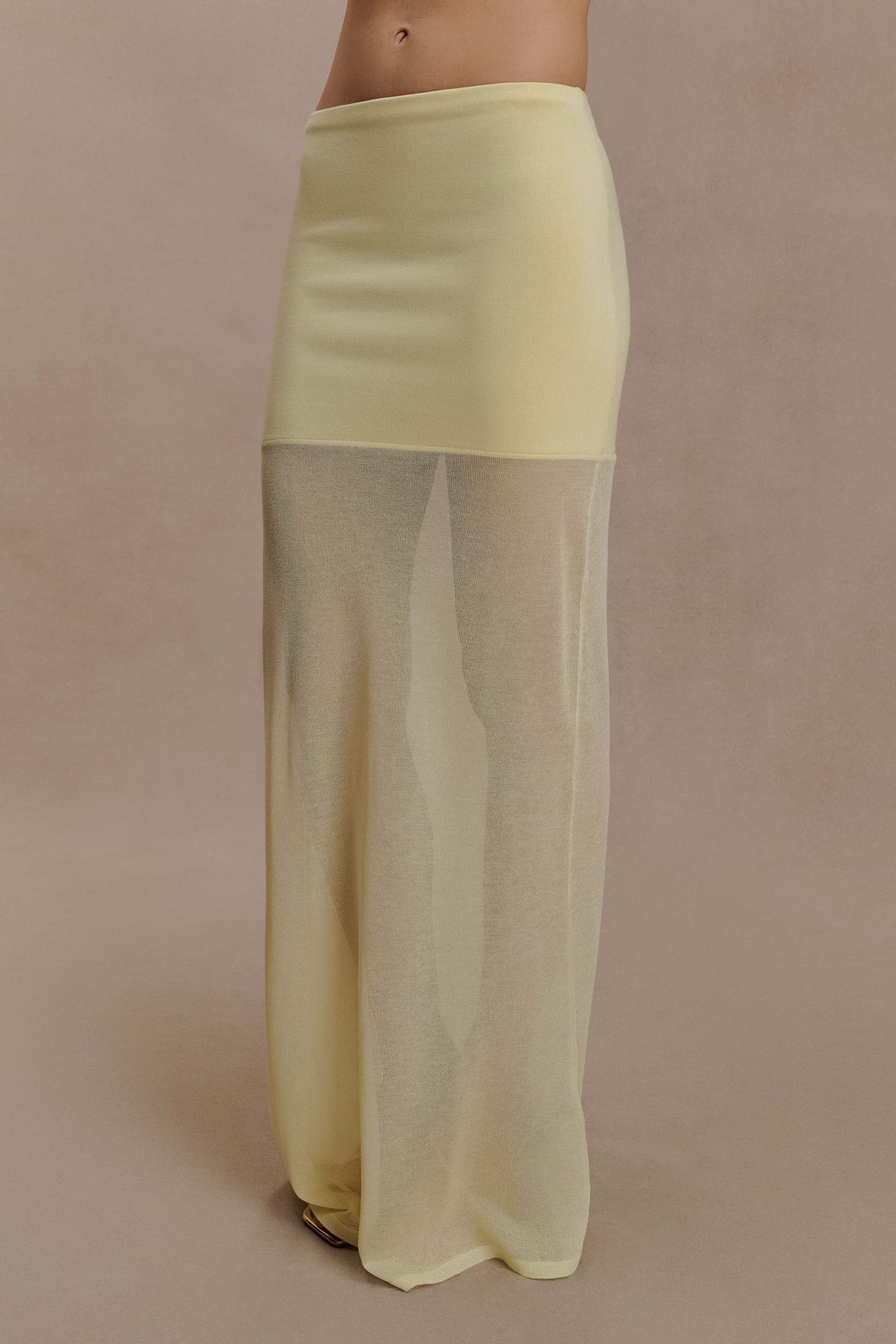 Tanyel Sheer And Bandage Knit Maxi Skirt - Lemon