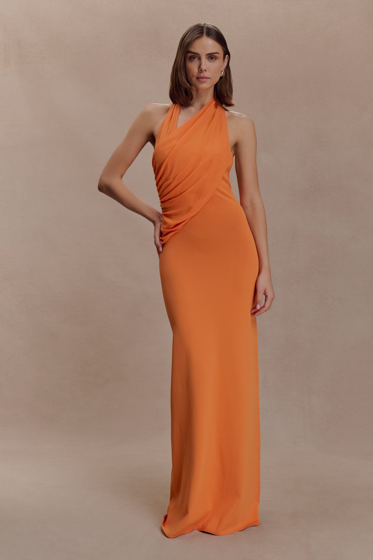 Elma Halter Knit Maxi Dress - Orange
